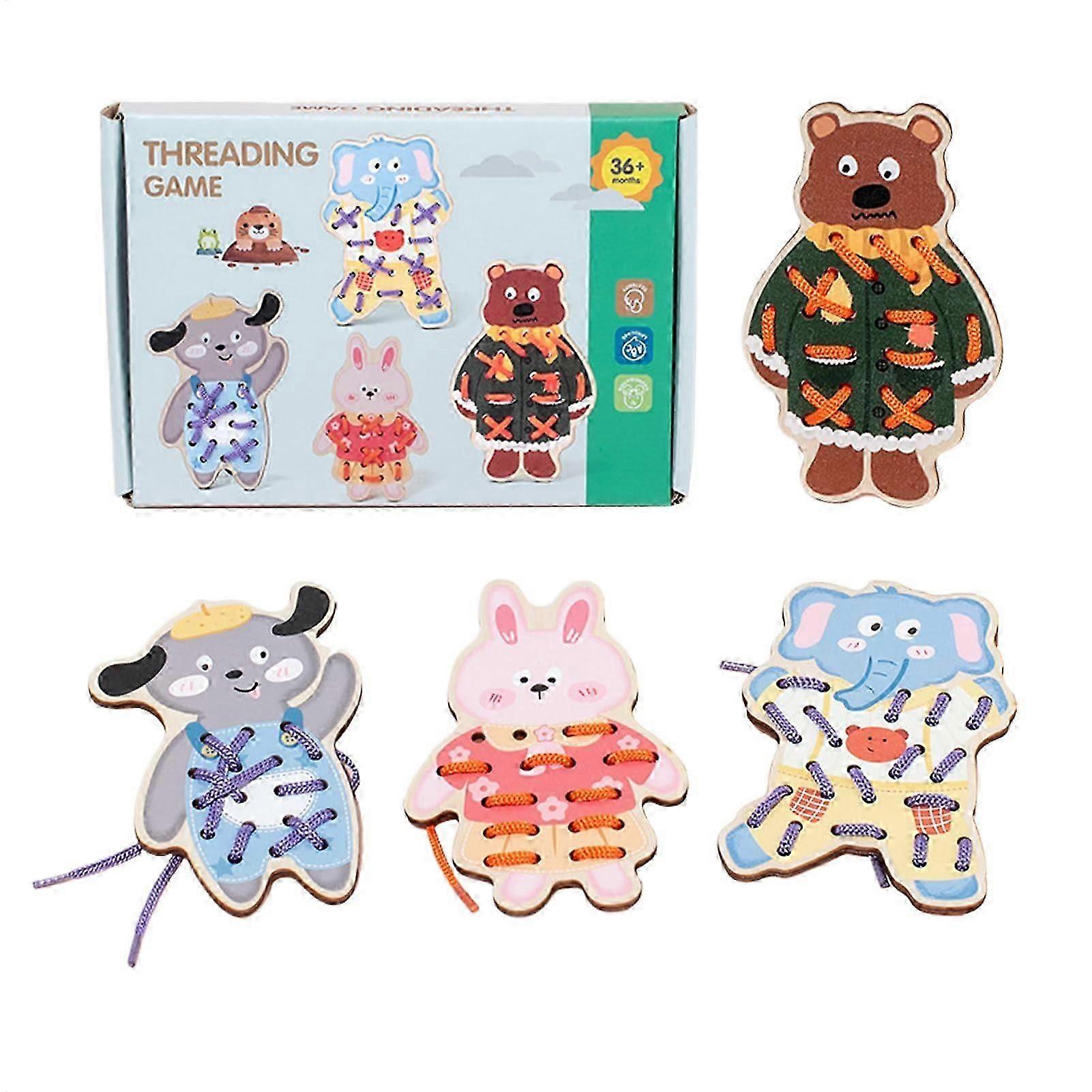 Toddler Lacing Animal Cards - Educational Threading Toy for Road Trips and Learning