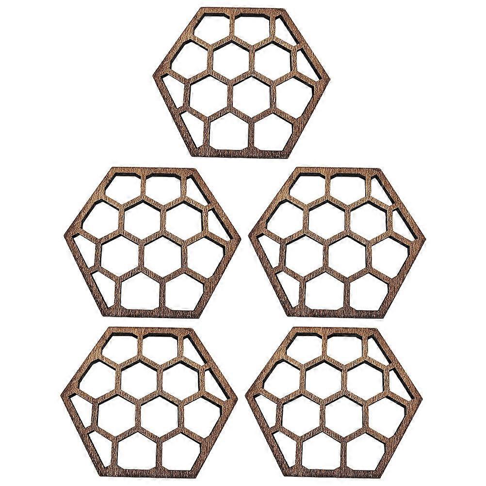 5Pcs Wooden Coasters Tableware Mats for Dining with Hanging Handicraft Design