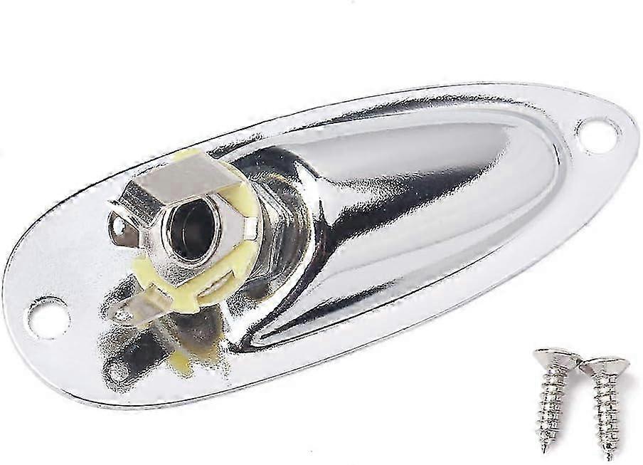 Input/Output Jack Plate Socket with Screws for Fender Stratocaster Guitar - Silver Replacement Part for Enhanced Performance