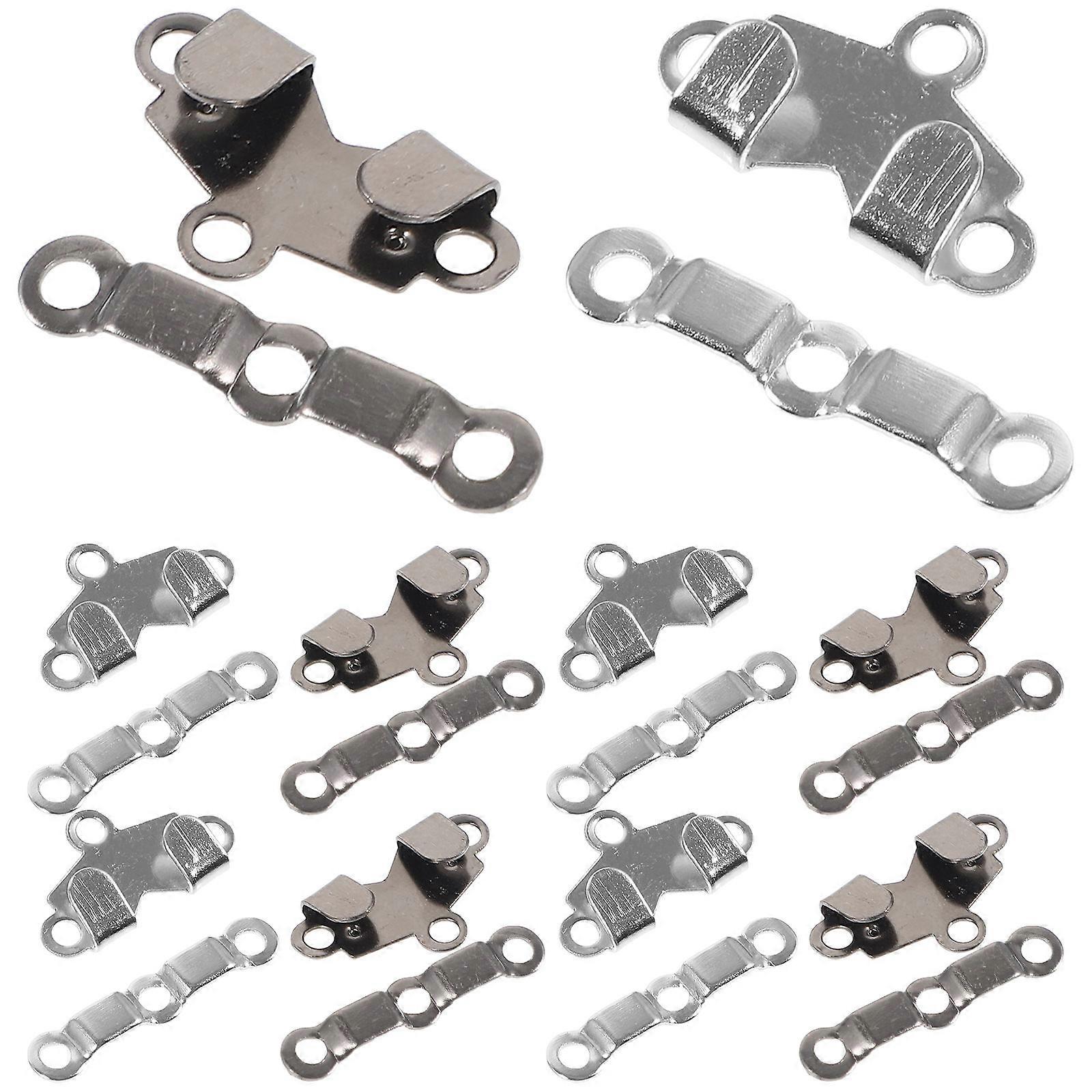 Pant Hooks For Sewing Projects Replacement Buckles Three-Prong Metal 20Pairs