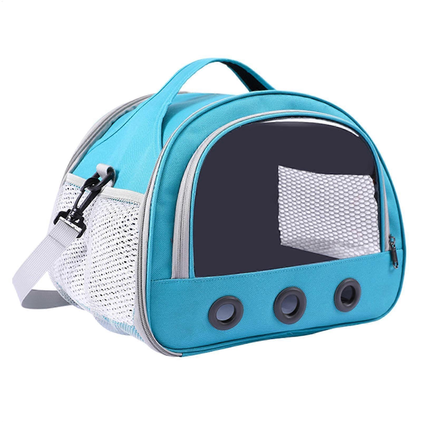 Hamster Carrier Bag, Portable Travel Case, Breathable Mesh, Transparent Window, Lightweight, 22x19x18cm, Pink, Black, Blue