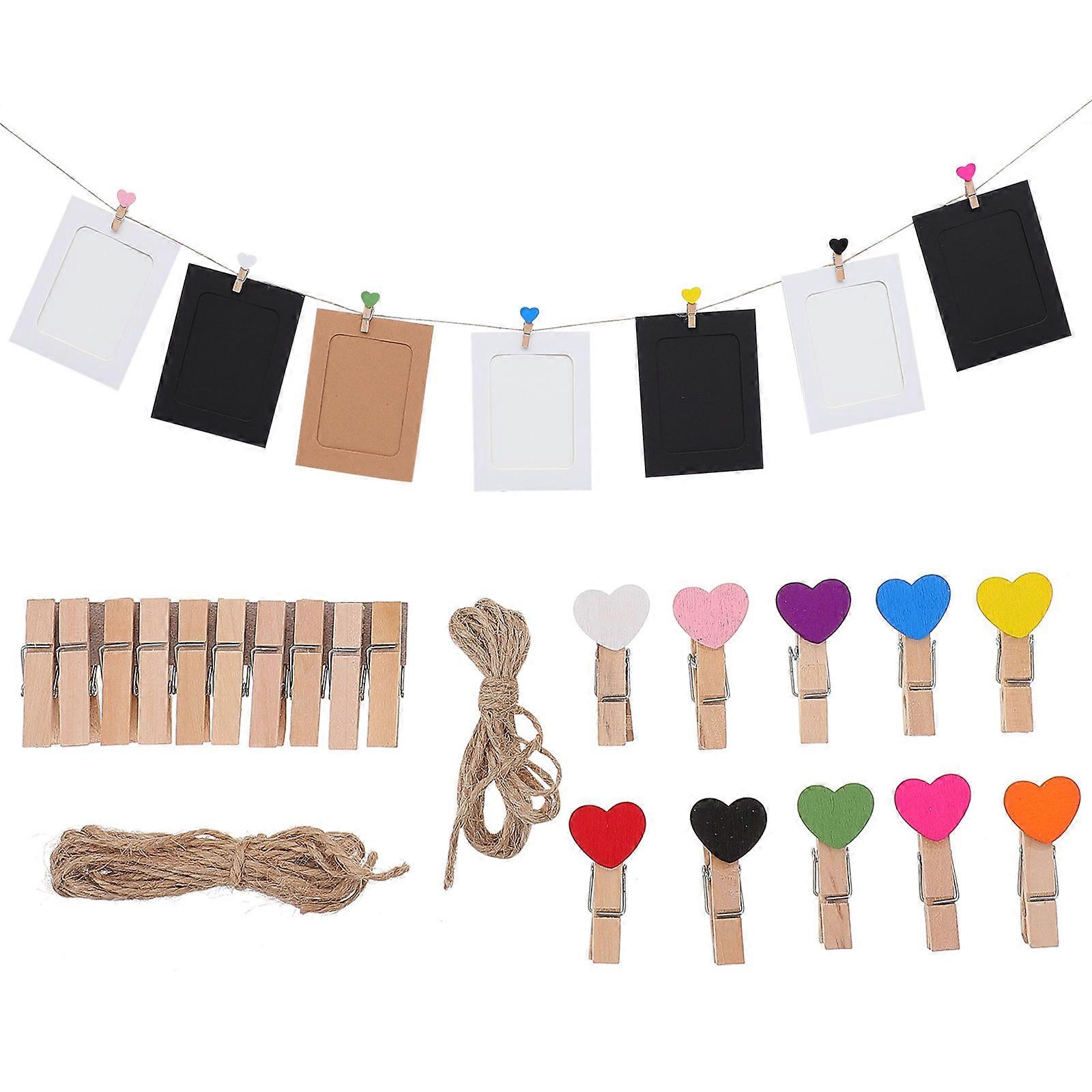 1 Set DIY Photo Wall Garland Hanging Photo Frame Wood Clip and Hemp Rope
