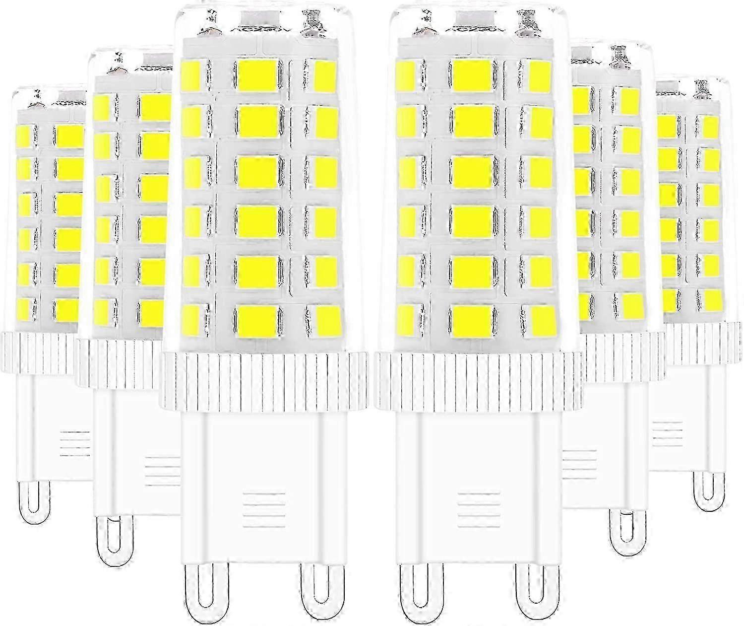 Pack of 6 G9 LED Bulbs - 5W Equivalent to 40W Halogen Lamp, Flicker-Free Energy Saving 6000K Bright White Light, Non-Dimmable