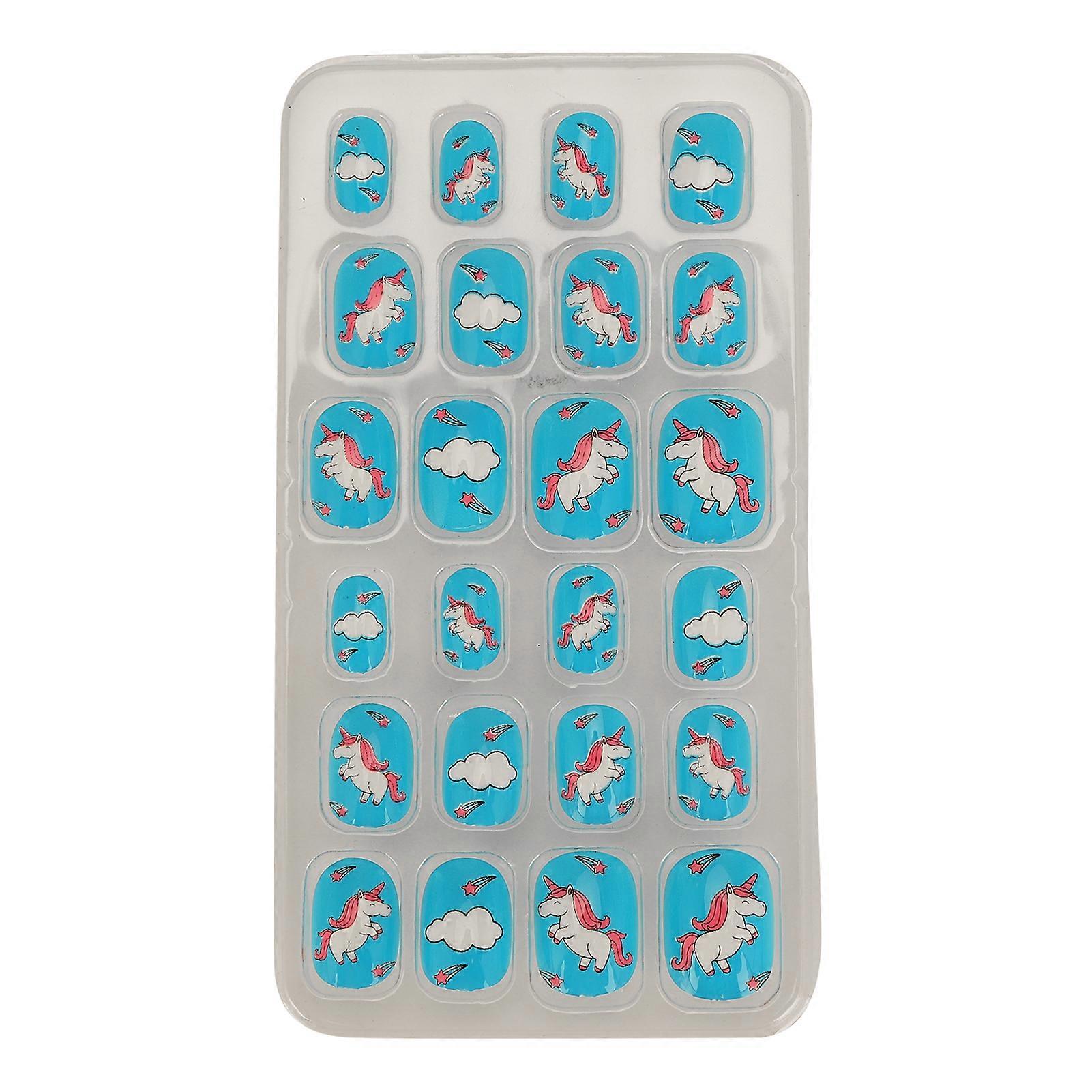 24pcs Removable Kids False Nails Cartoon Pattern Full Cover Artificial False Nails#01