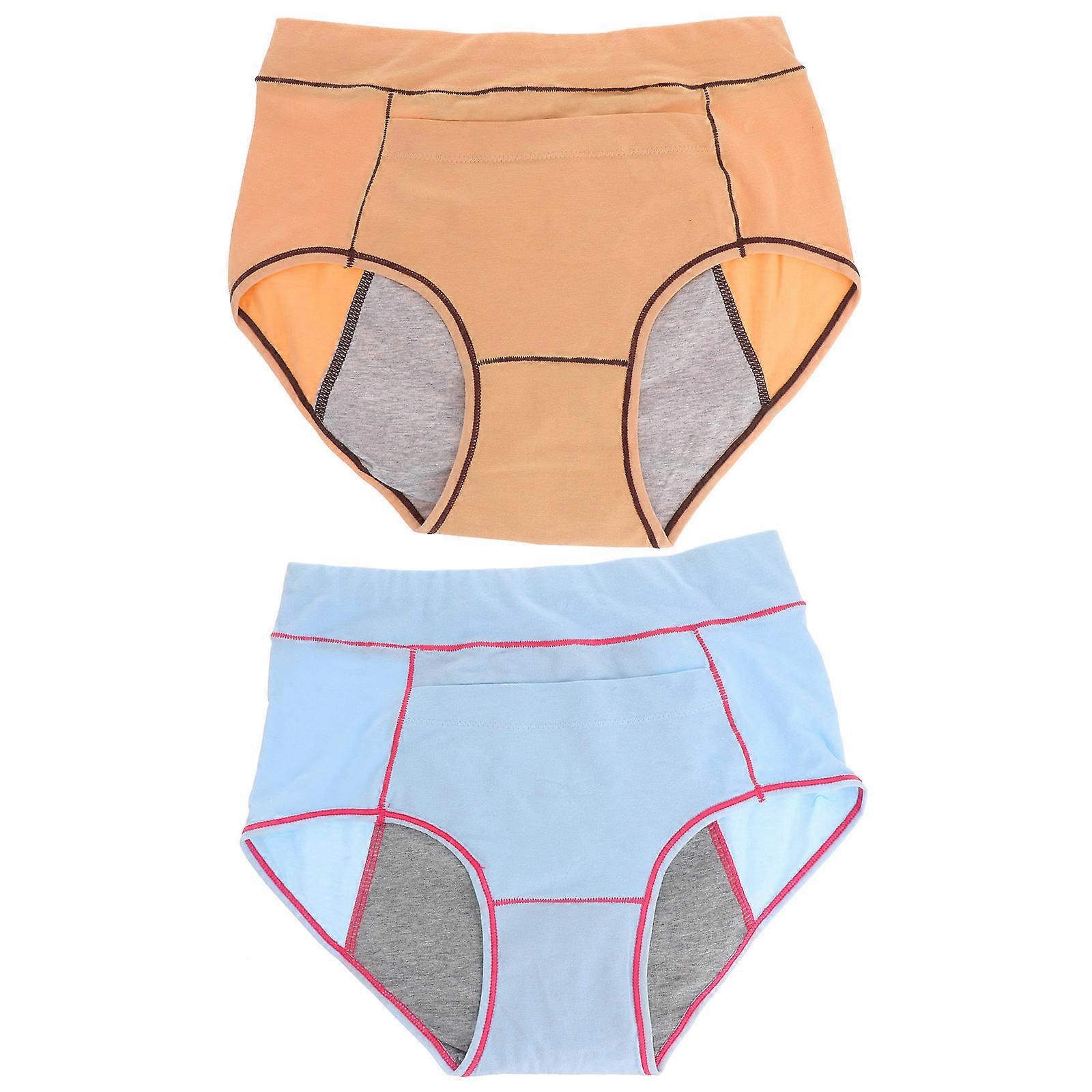 Women Pants Menstrual Briefs Underpants Ladies High Waist Leakproof Cotton 2Pcs