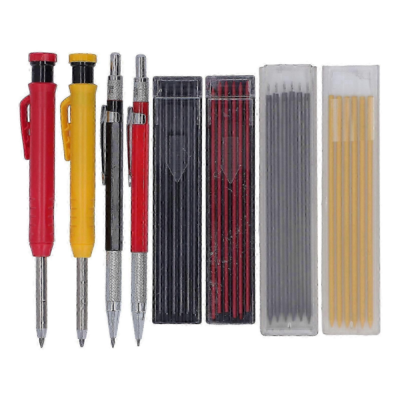Set de crayons de menuisier mécanique avec 40 recharges - Crayons de précision pour les projets de menuiserie et de dessin