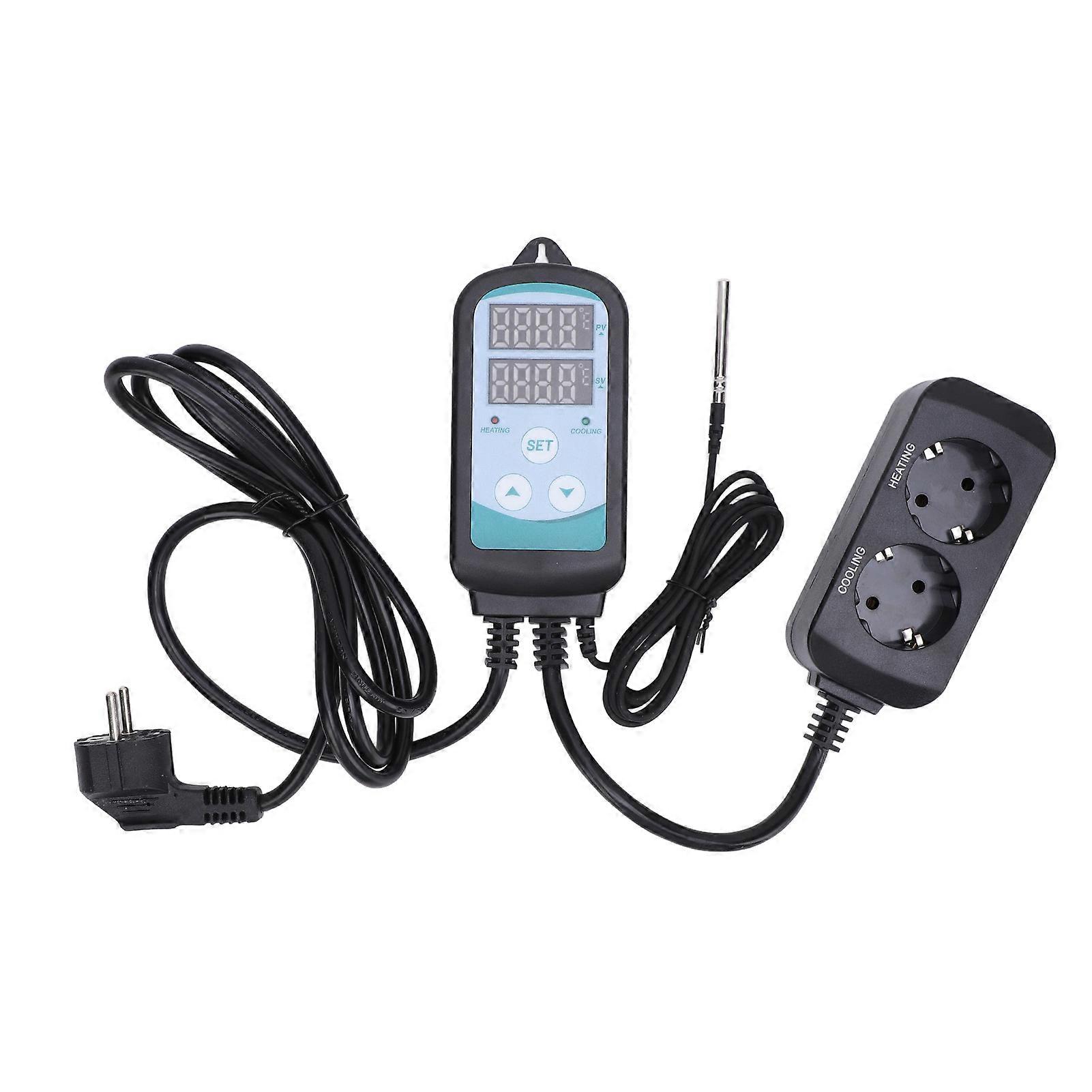 Temperature Controller Digital Display Heating Cooling Dual Stage for Reptiles Aquarium