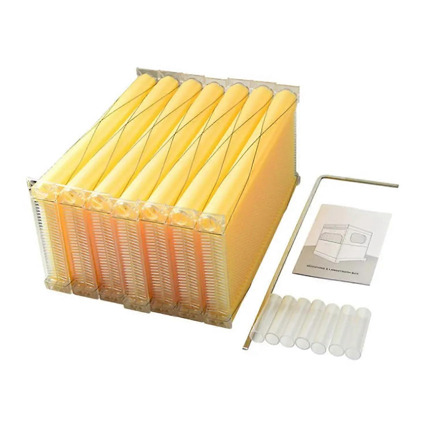 Automatic Wooden Beehive House Set, 7 Pieces, Automatic Beehive Frame for Beginners, Honey Flow, Honey Box, Plastic Nest Frame, Beekeeper House