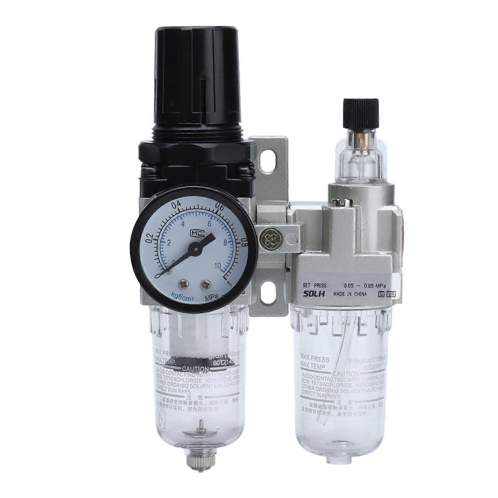 Water Oil Separator Compressed Air Drain Filter Regulator with Pressure Gauge 0.05‑0.85MPaG1/4