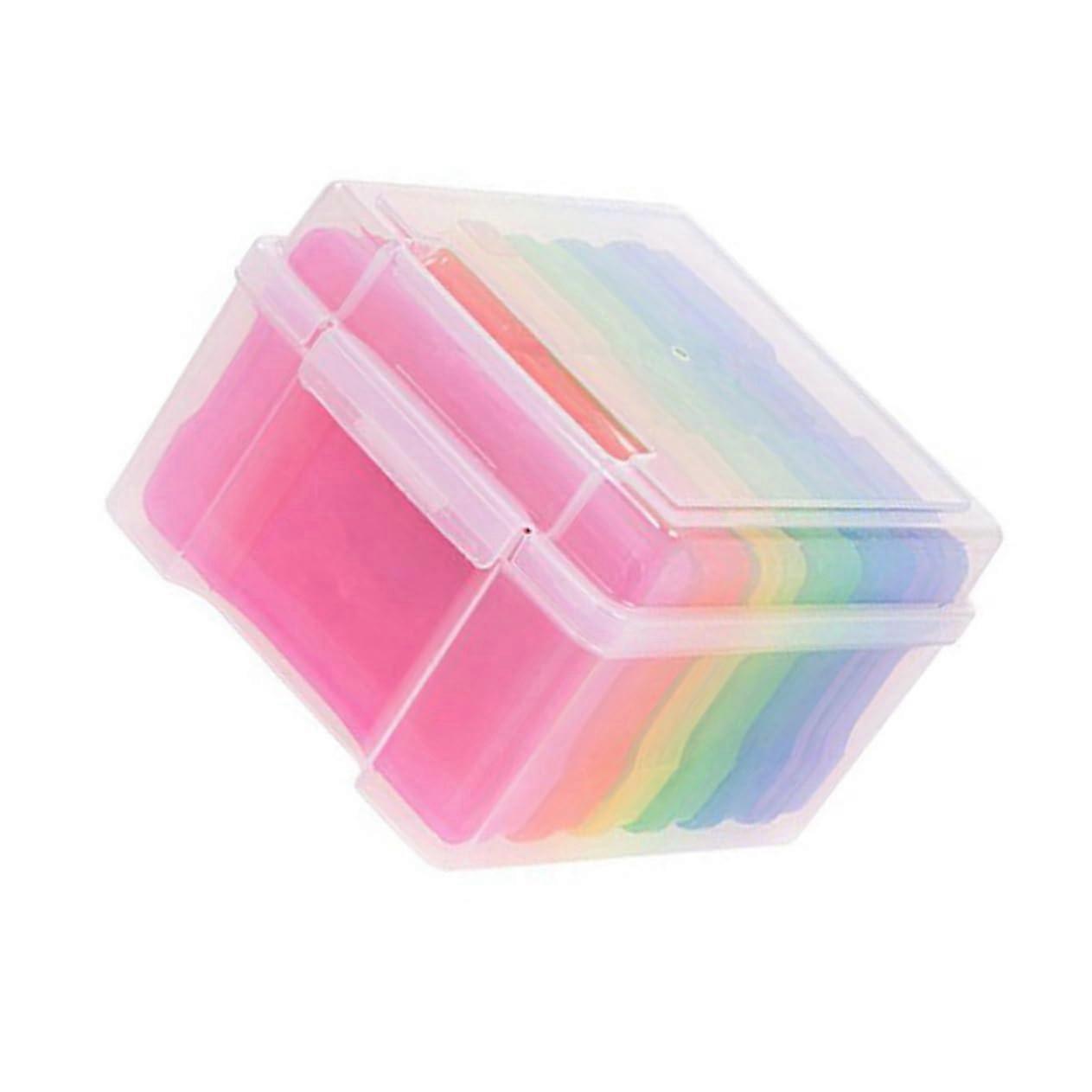 Plastic Storage Box Set for Greeting Cards with Adjustable Dividers, Stackable Organizer for Desk Use, Clear Plastic