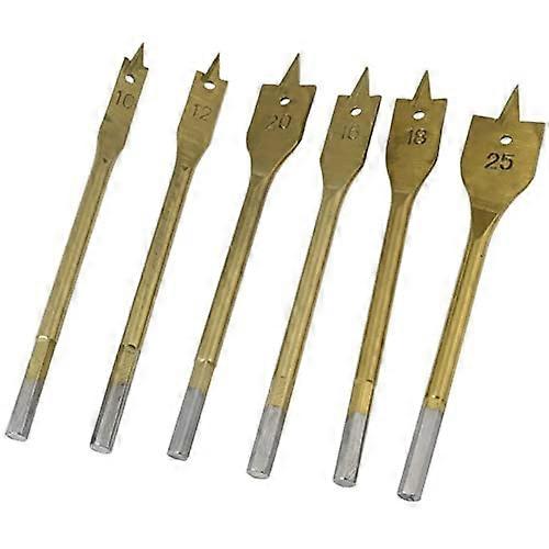 6-in-1 Spade Drill Set Gold Flat Wood Hole Cutter Bits (3/8 in, 5/8 in, 7/8 in, 1 in) For Wood and Fiberglass
