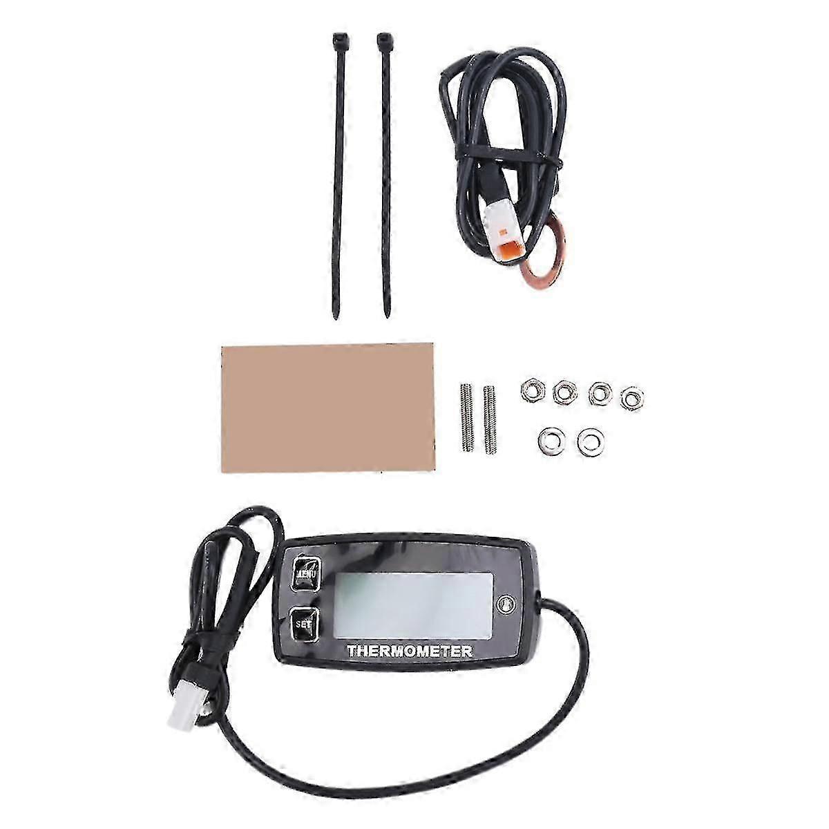 Digital LCD Engine Temperature GaugeOver-Temperature Alert,Green Backlight Display,for Generator Mo