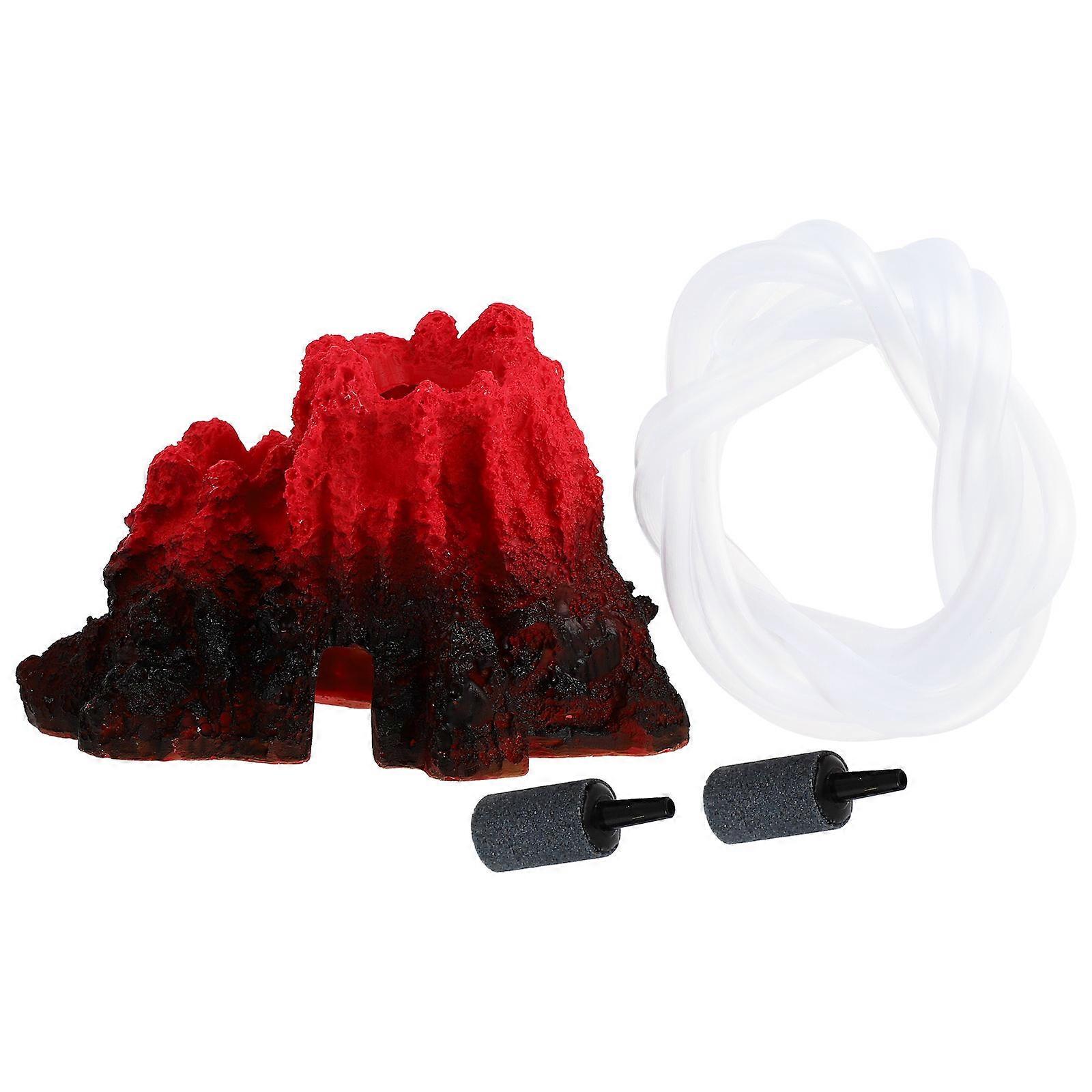 Fish Tank Landscape Stone Statue Artificial Volcano Ornament Aquarium Decoration Assorted Color 11x13cm 1 Set