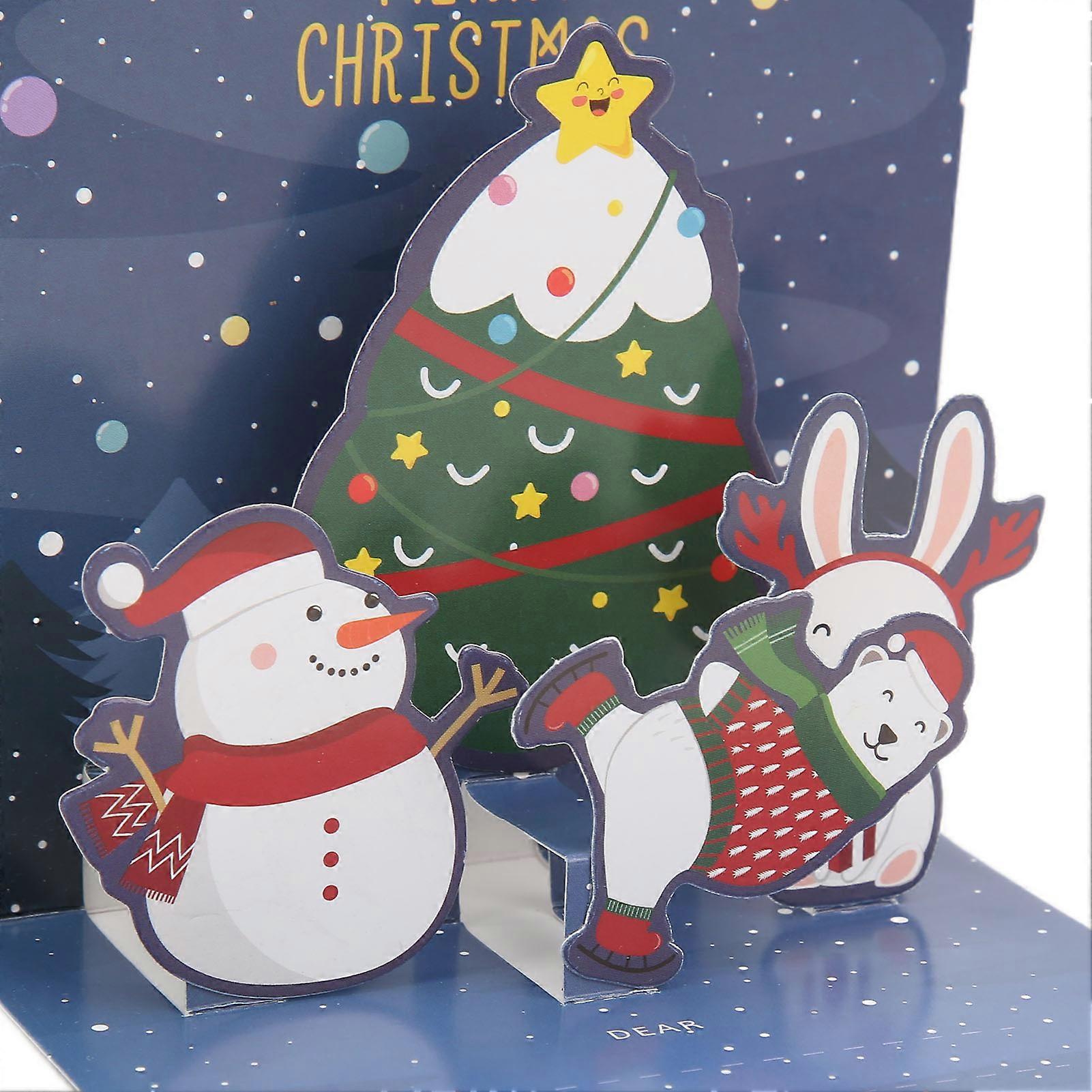 Greeting Card Three Dimensional Christmas Special Decorative Paper with Envelope StickerC Style