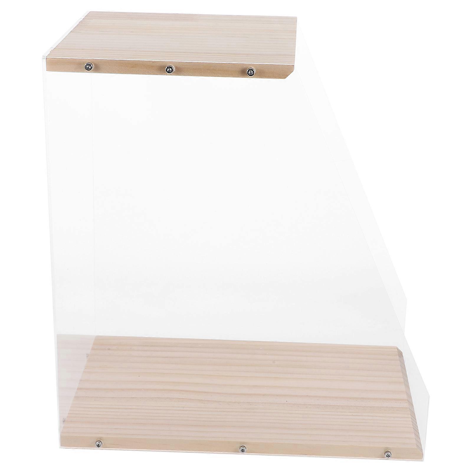Clear Wooden Vinyl Record Storage Cabinet Transparent Stand with CD Holder Rack 1 Set Ideal for Books Media Storage Display Case