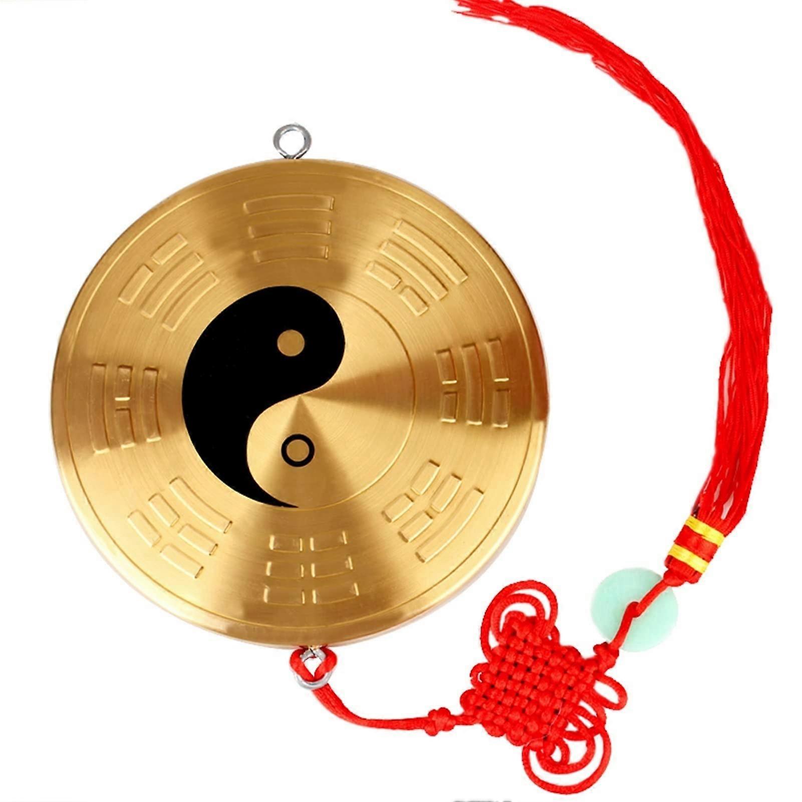 Feng Shui Bagua Mirror, Copper Taiji Convex Entrance Clapping Mirror, Yin-Yang Fish Ornament, Size L