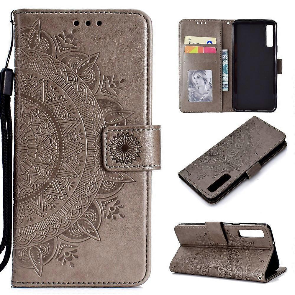 Imprinted Mandala Pattern Wallet Leather Mobile Case Compatible For Samsung Galaxy A7 (2018) A750