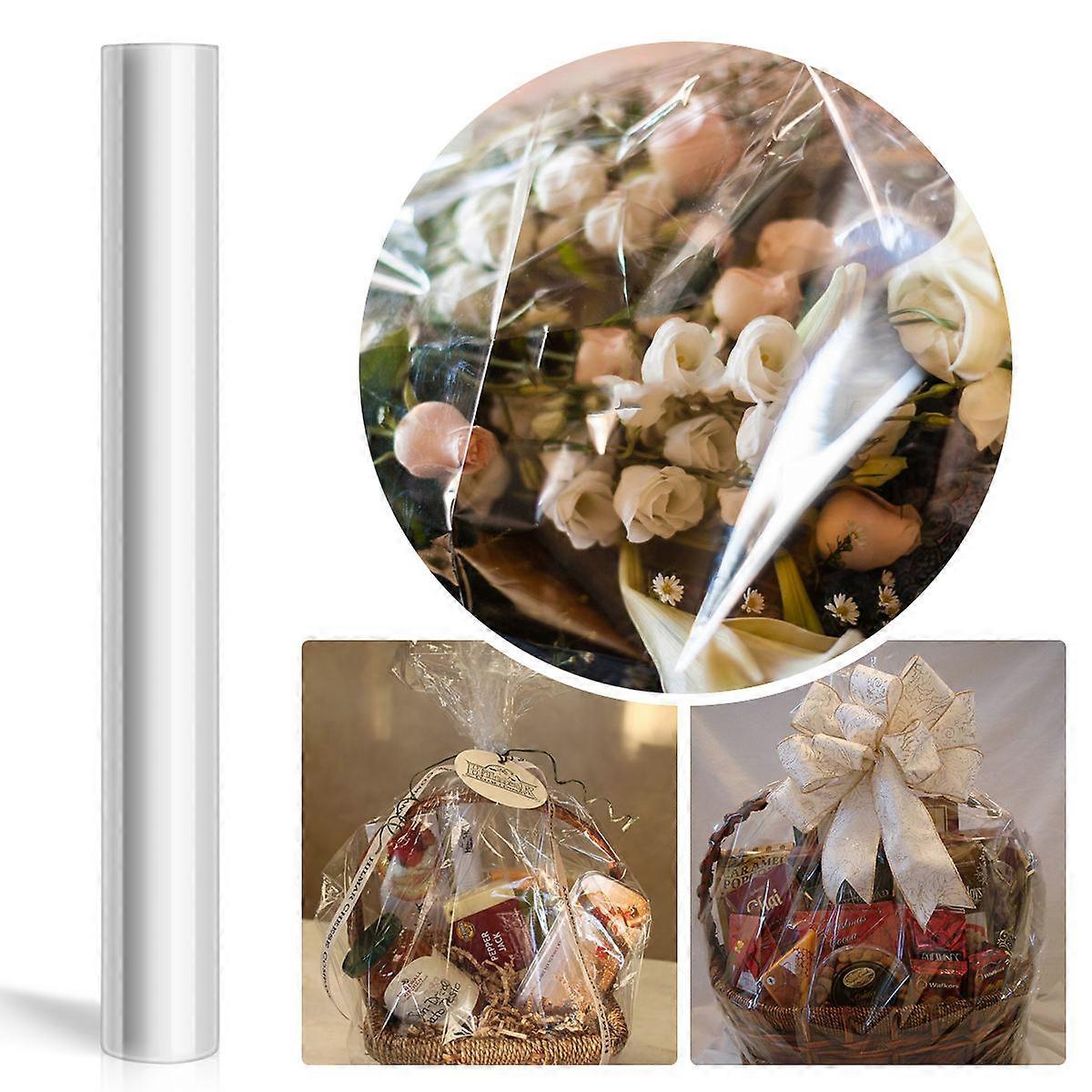 Clear Cellophane Wrap Roll Transparent BOPP Gift Wrapping Supplies for Flower Bouquets and Baskets