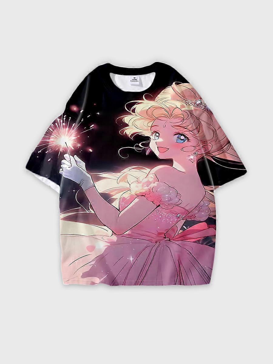 T-shirt round neck Role Pattern loose short sleeve D2367