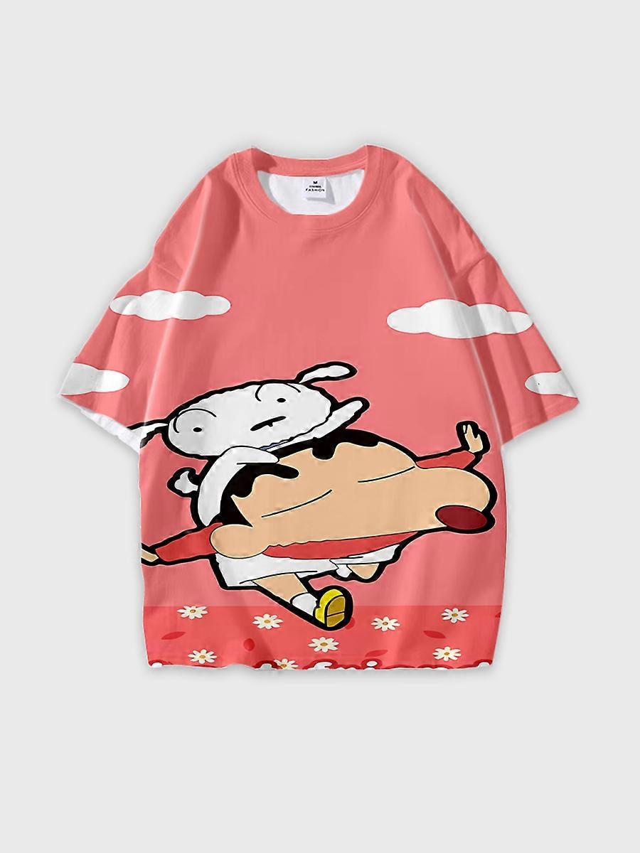 T-shirt girocollo Cartoon Pattern manica corta sciolta B2104