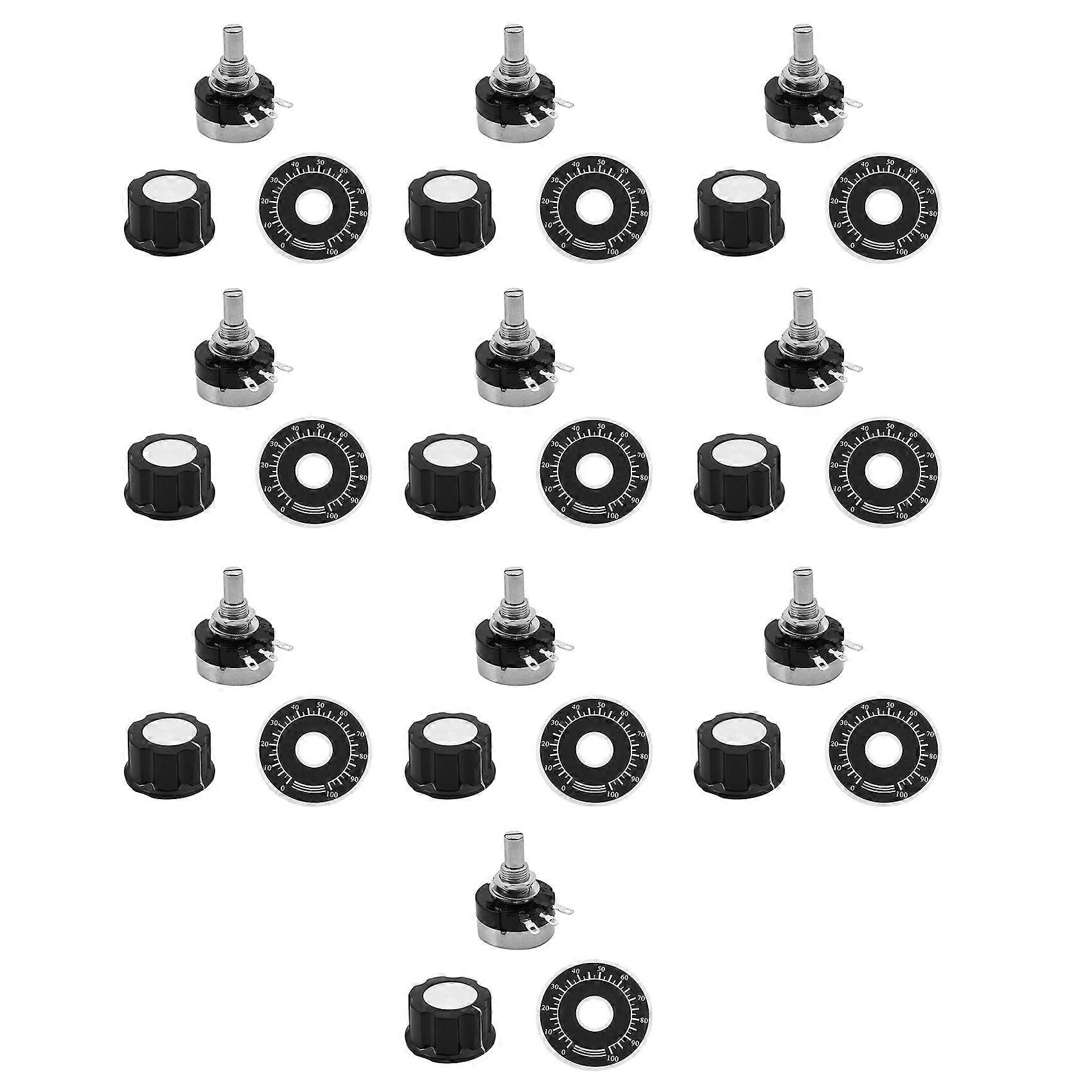 10X Rotary Carbon Potentiometer with Diameter with Knob, RV24YN 20S B103 10K Ohm