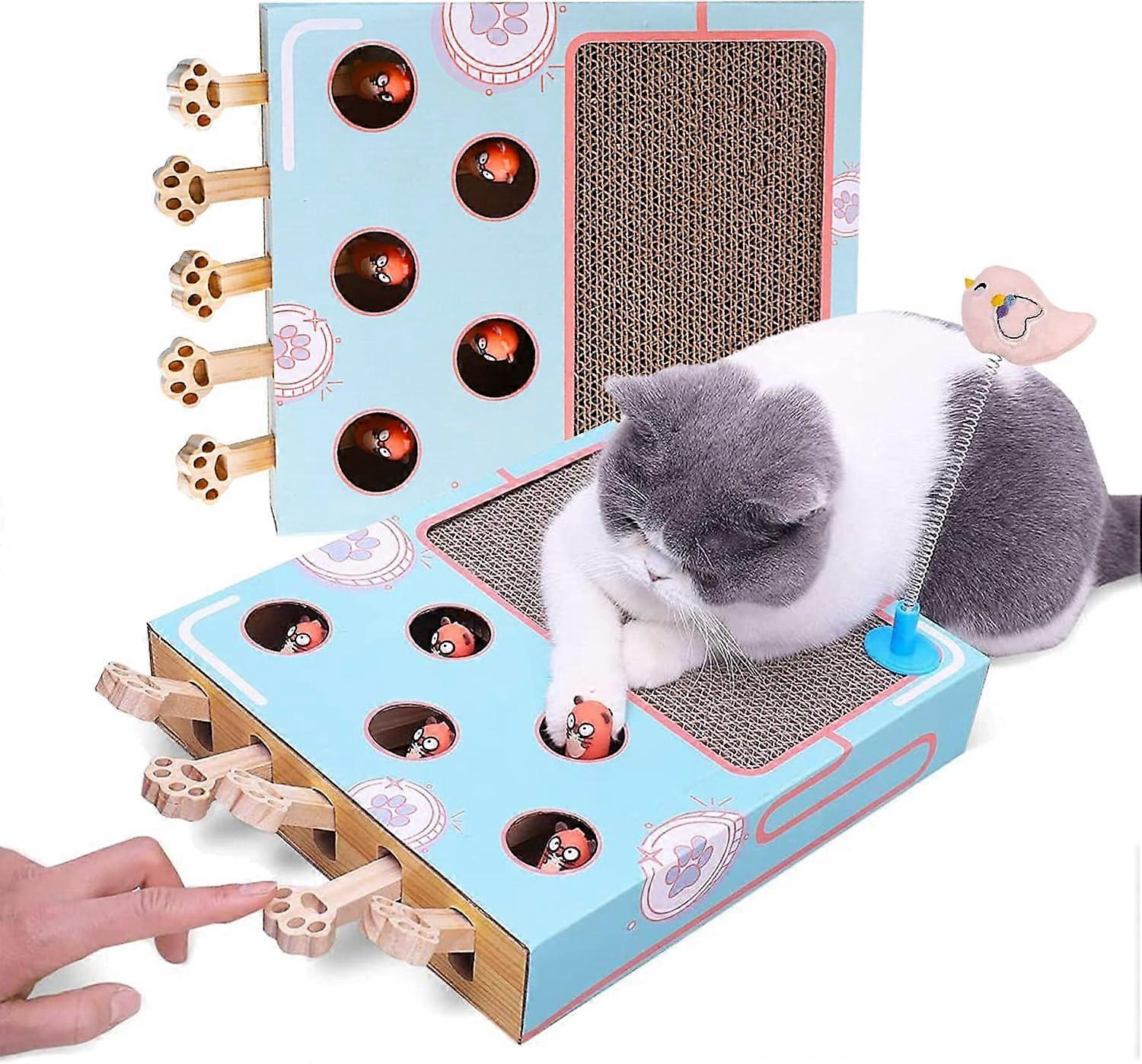 3-in-1 Interactive Cat Toy - Cardboard Scratcher, Indoor Use