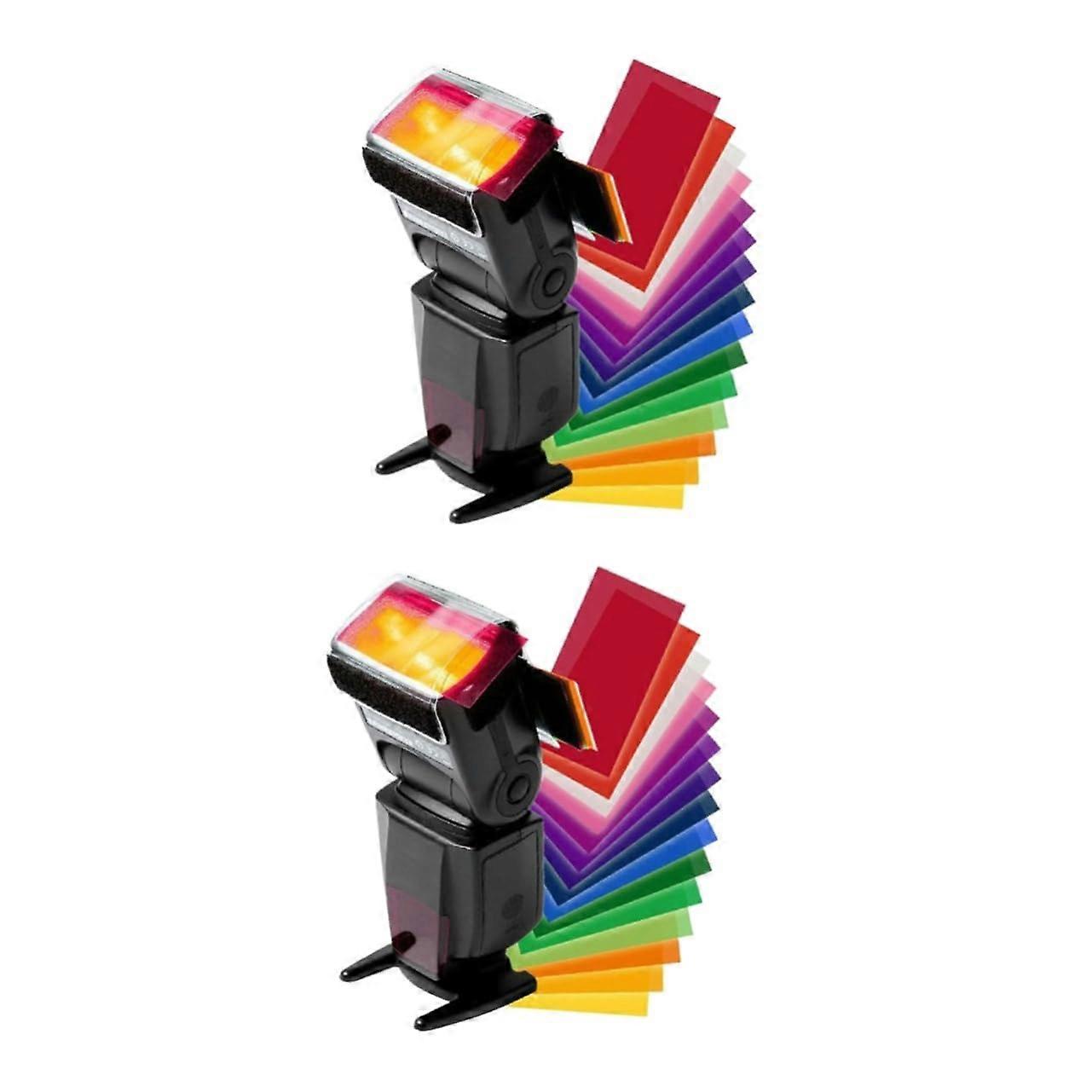 2 x 12 Light Effects Flash Lights with Skin Tones Gel Filter Card, Adjustable Torch Color Filters for Photography