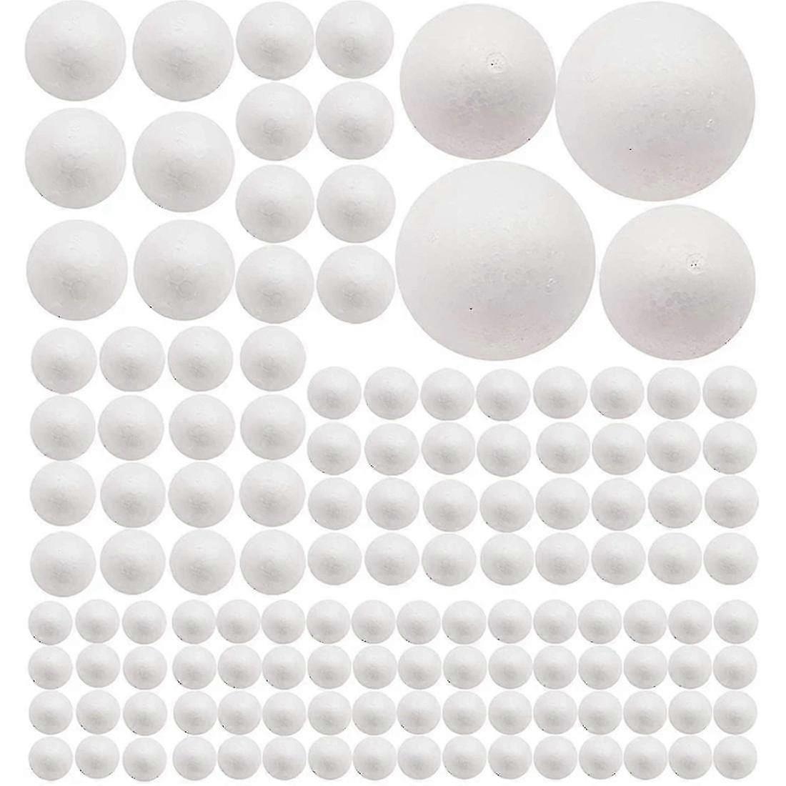 130 Pack Craft Foam Balls, 7 Sizes Including 1-4 Inch, Polystyrene Smooth Round Balls, Foam Balls F -jx-hao YVL