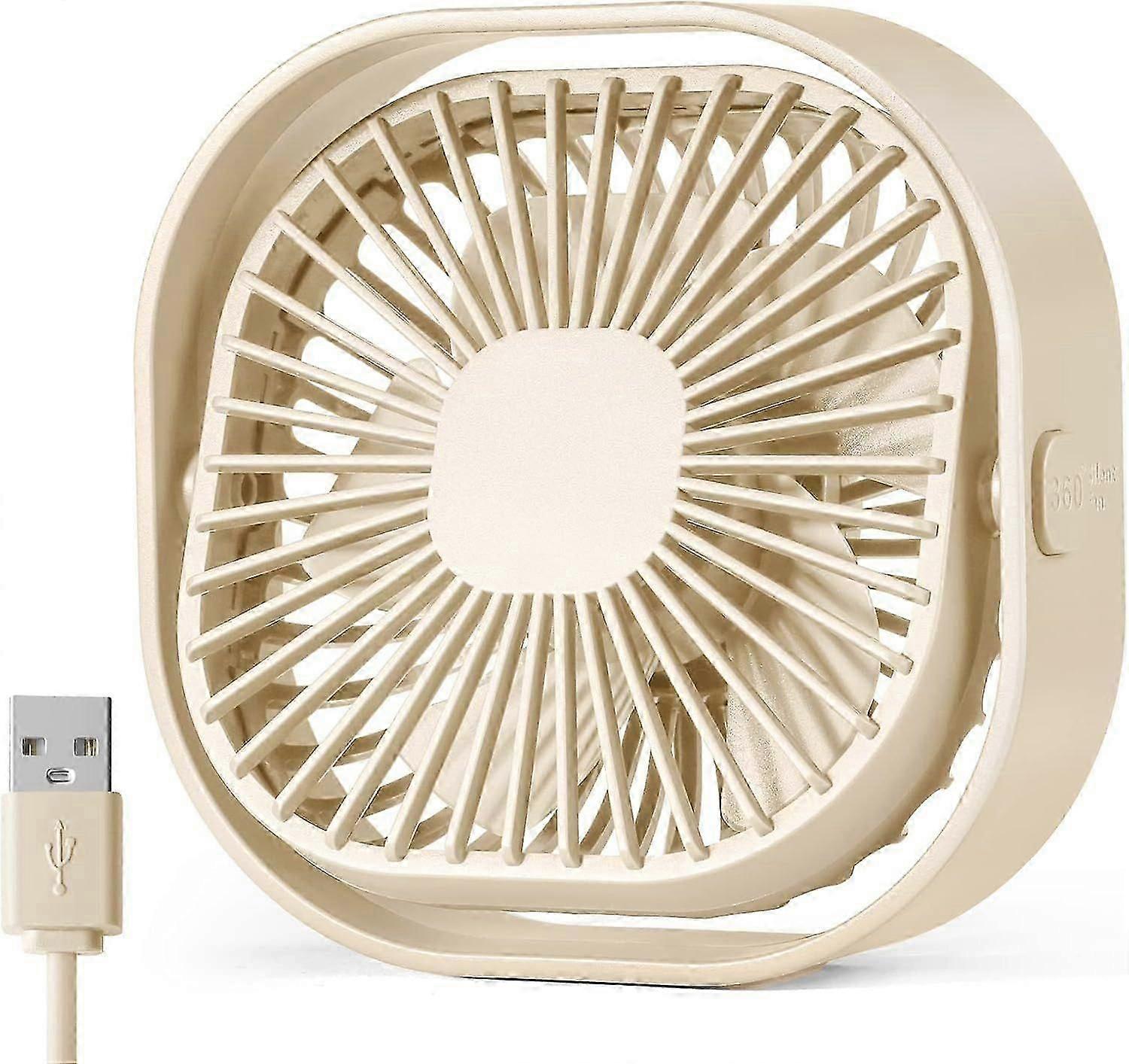 Desk Fan USB Fan, Table Fan with 3 Speeds Adjustable, Personal Silent Bed Fans with Cable 360Rotatable Strong