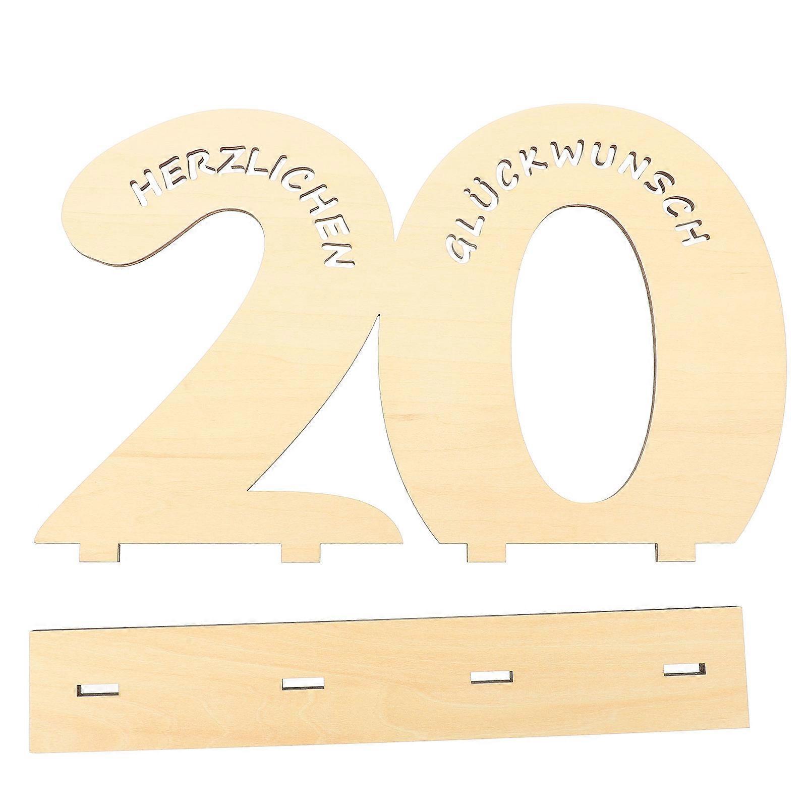 Tabletop Wooden Number Sign Birthday Party Anniversary Number Decoration Cake Wooden Number Adorn