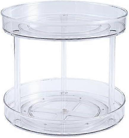 Turntable Kitchen Organizer Small Thickened Transparent Pet, Turntable Organizer Spice Carousel For Spice Jars, Herbs And Spice Bottles (double Layer