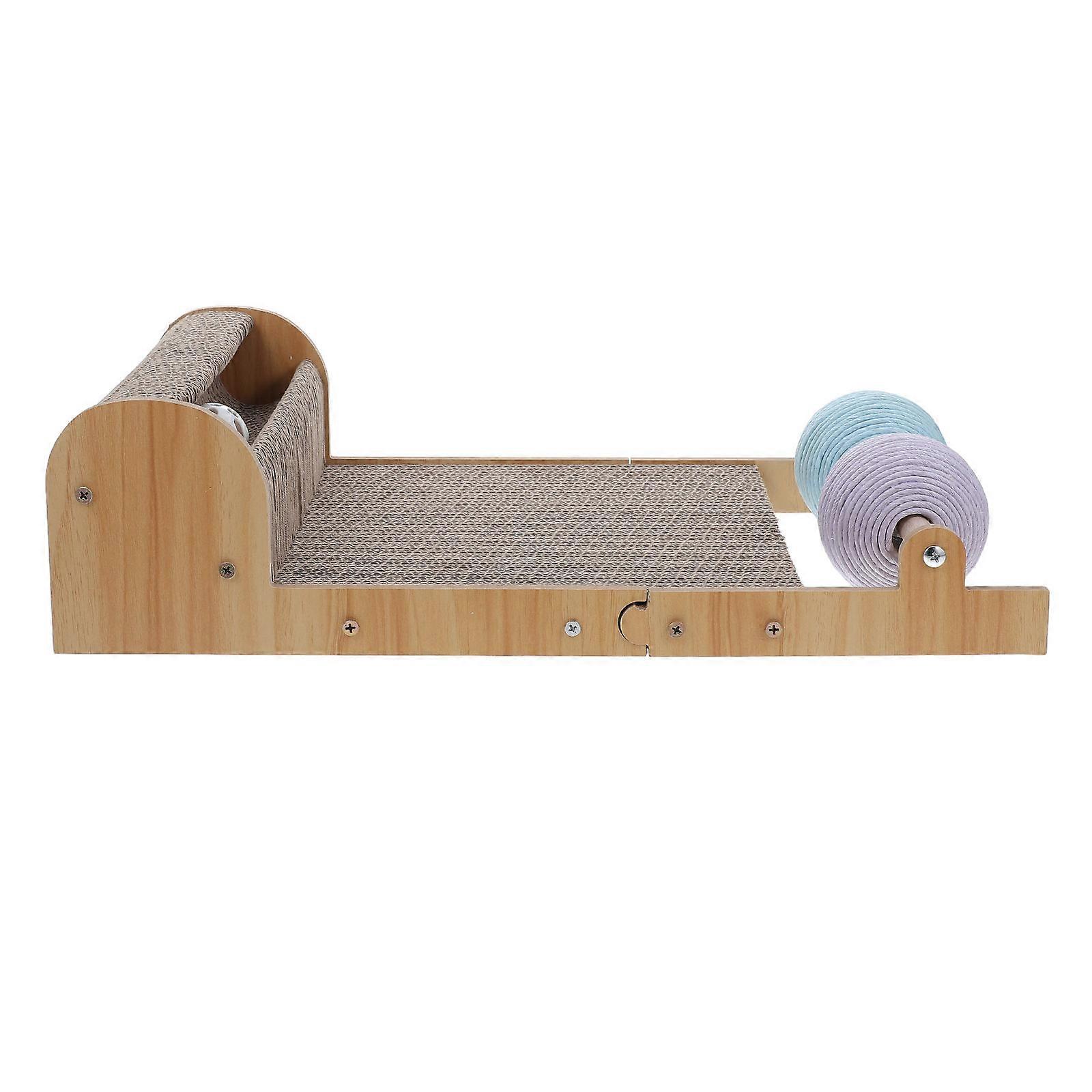 Cardboard Cat Scratcher and Bed in for Indoor Cats Made from Durable Corrugated Paper and Wood 12.5 x 9.8 x 3.9 Inches