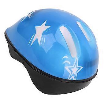 Capacete de bicicleta infantil leve e ventilado para ciclismo e patinetes, equipamento de segurança certificado na cor azul.