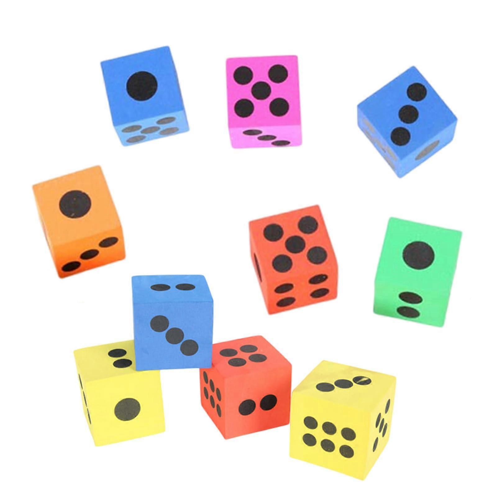 10pcs Soft Foam Cubes for Family Games - Educational Square Edged Foam Dice for Indoor and Outdoor Play, Small Colored Foam Blocks