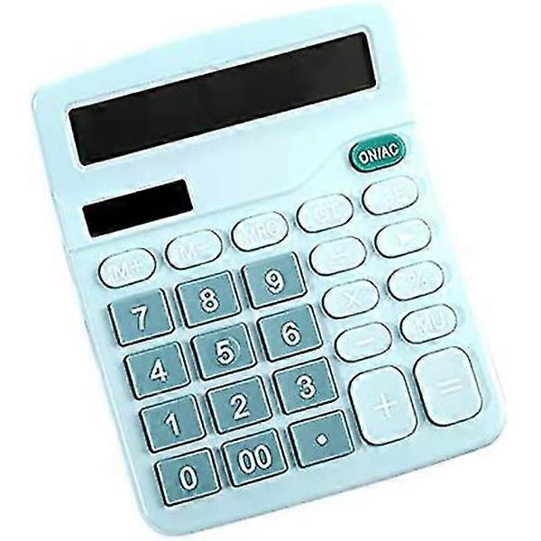 Desktop Computer Solar Calculator - 12-Digit Display - Accounting Tool for Office, Home, School - Blue