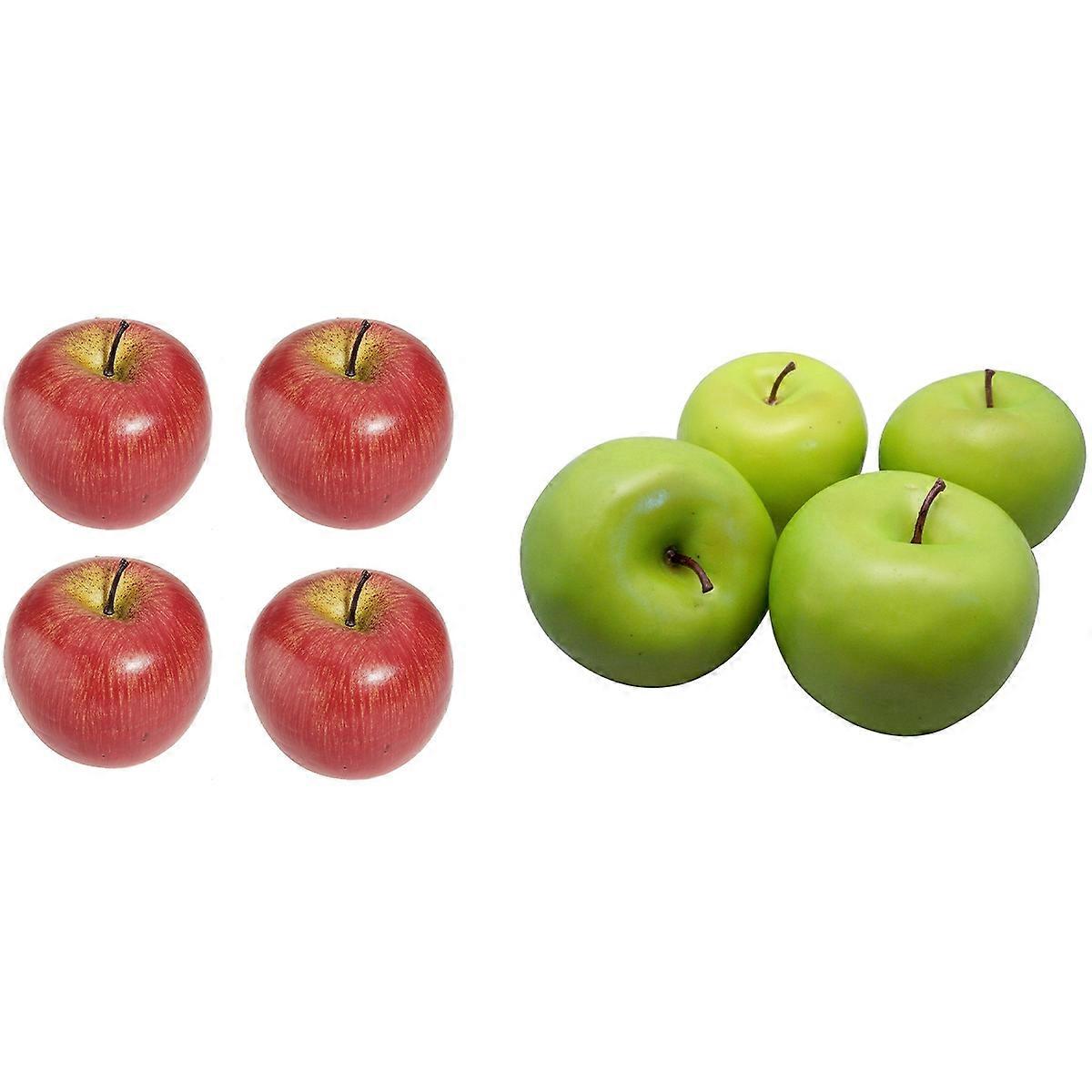 4 Large Artificial Green -Fruit with 4 Large Artificial Red -Decorative Fruit