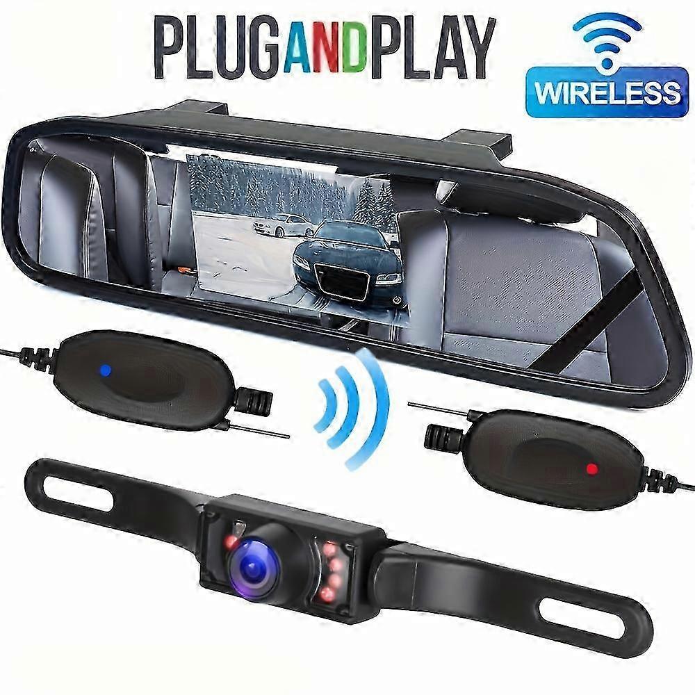 2025 Wireless Backup Camera Kit With 4.3" Monitor, Easy Plug And Play Installation, Super Night Vision, Car Rear View Camera System, For Safe Reversin