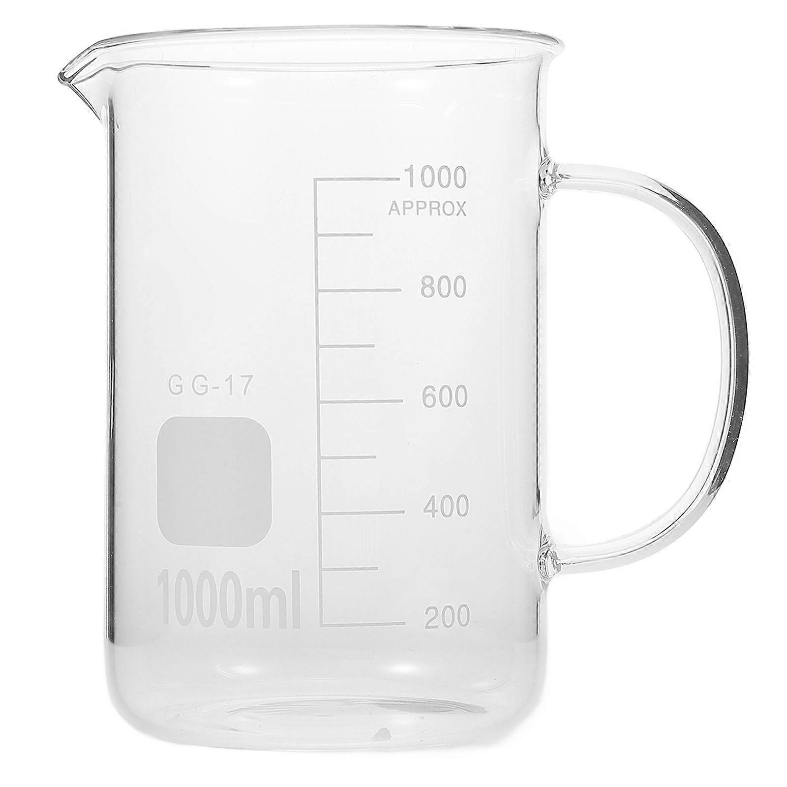 Glass Beaker Measuring Cup 1000ml Cylindrical Laboratory Use Pouring 1Pack