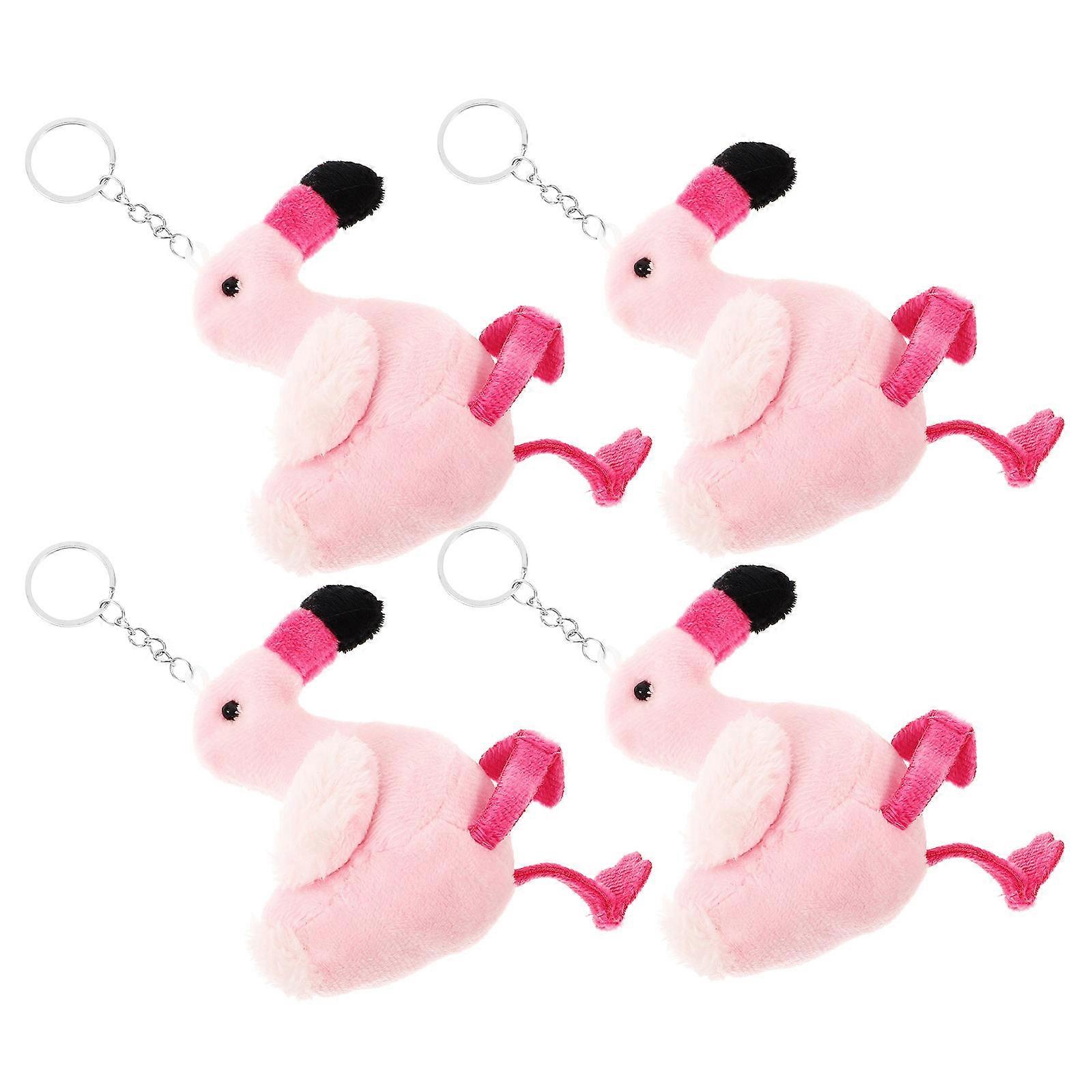 Charming Key Chains Flamingo Shape Pendant Design Plush Hanging Ornament .00x5.00x3.00cm 4Pcs