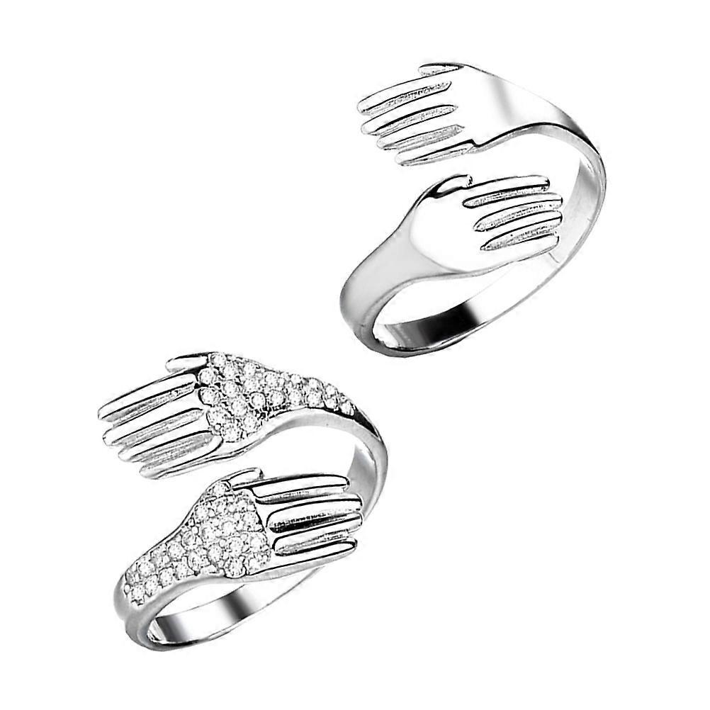 Romantic Couple Rings, High Polished Sterling Zircon, Decorative Finger Rings for Valentine's Day, Durable & Comfortable for Him and Her