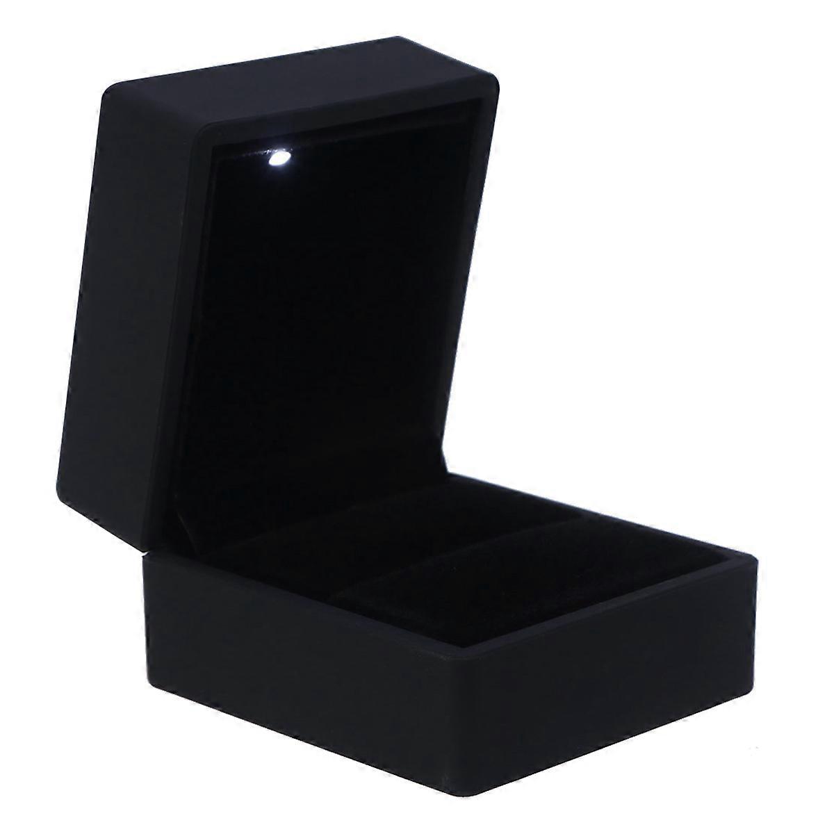 Black LED Lighting Ring Box for Romantic Proposal Ideal for Wedding Anniversaries Valentine's Day