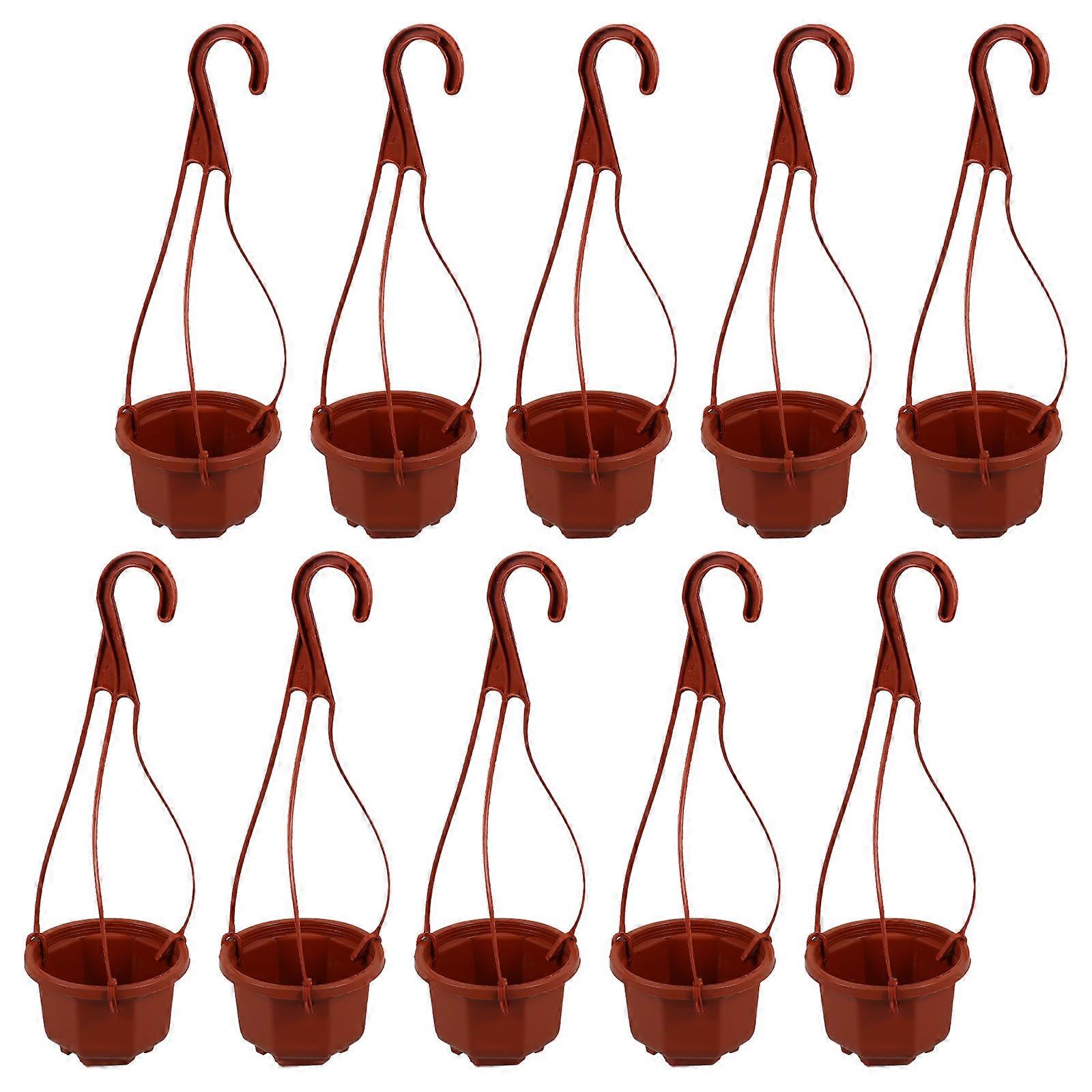 10 Sets Octagonal Plastic Hanging Plant Pots with Hooks, Breathable Root Control Design for Succulents, Orchids, and Chlorophytum – Ideal for Garden,