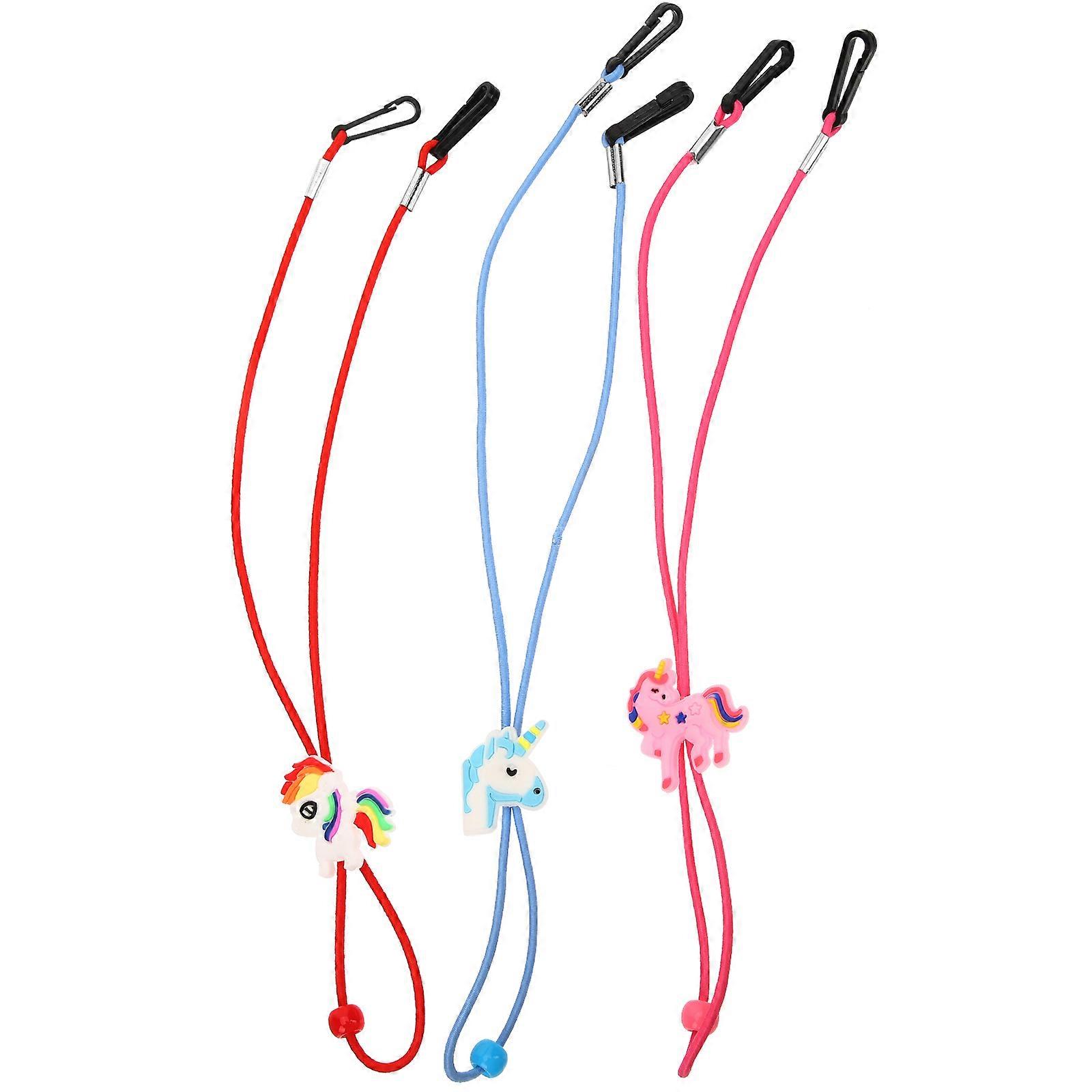 Lovely Cartoon Mask Holders Kids Neck Lanyard Silicone 11.8×1.2×0.4in Elastic Band 6Pcs