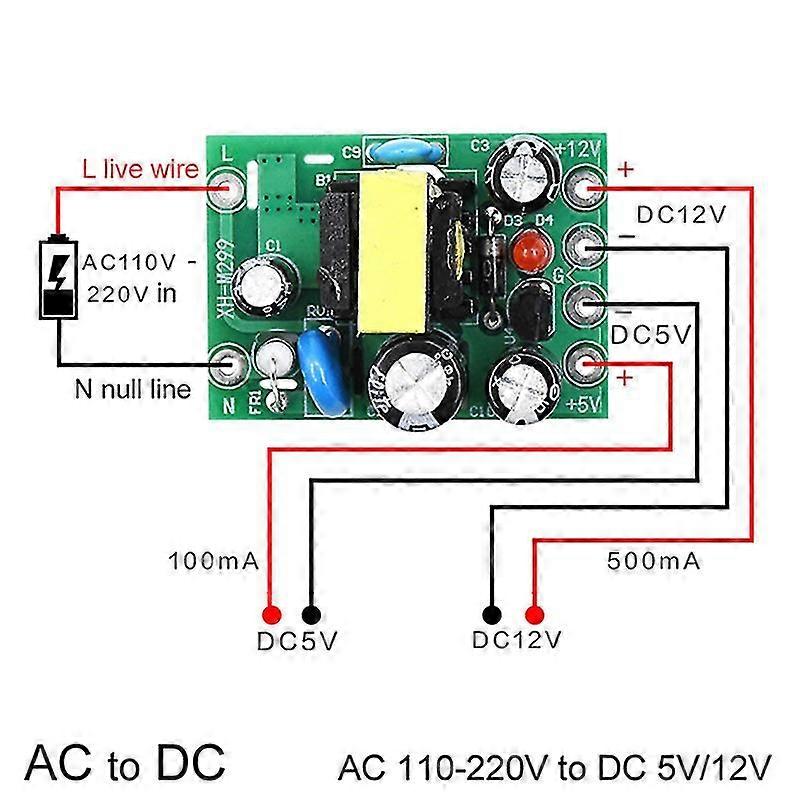 Mini convertidor AC-DC AC110V 220V a DC 12V 0.2A + 5V placa de módulo