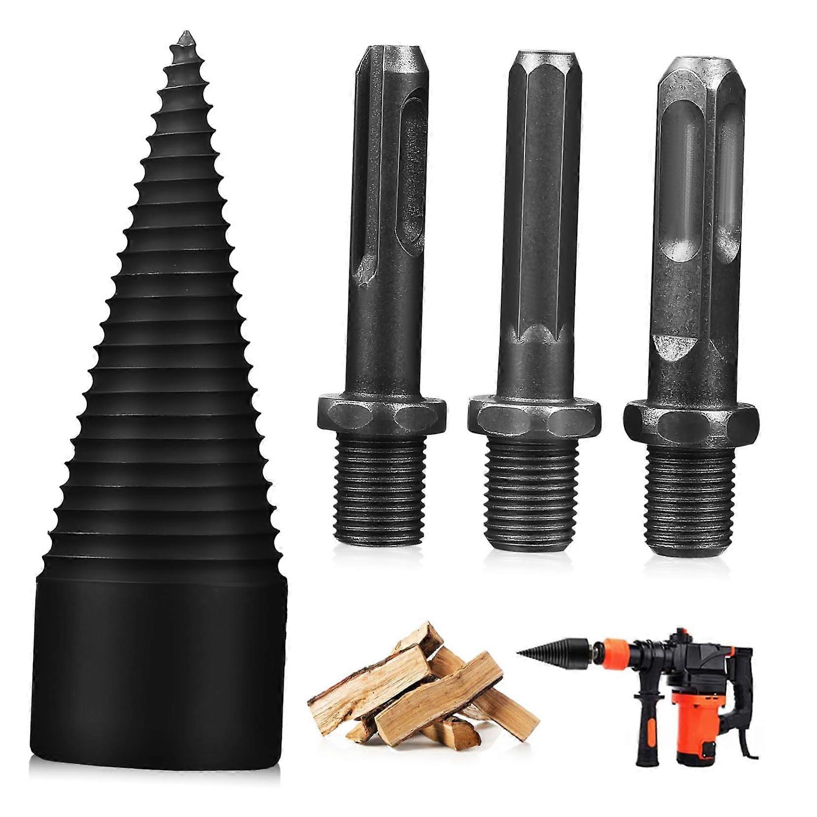 4Piece Wood Chipper Drill Bit Set for Firewood, Firewood Splitter Drill Bit