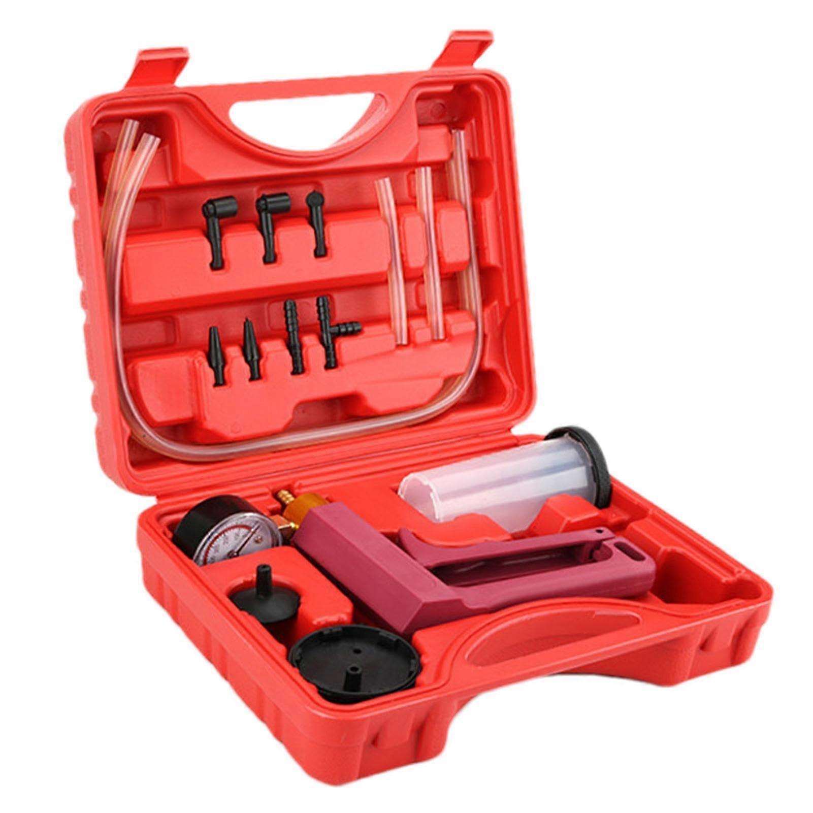 Brake Bleeding Vacuum Pump Kit, Clutch Bleeding Kit with Pressure Gauge Adapter