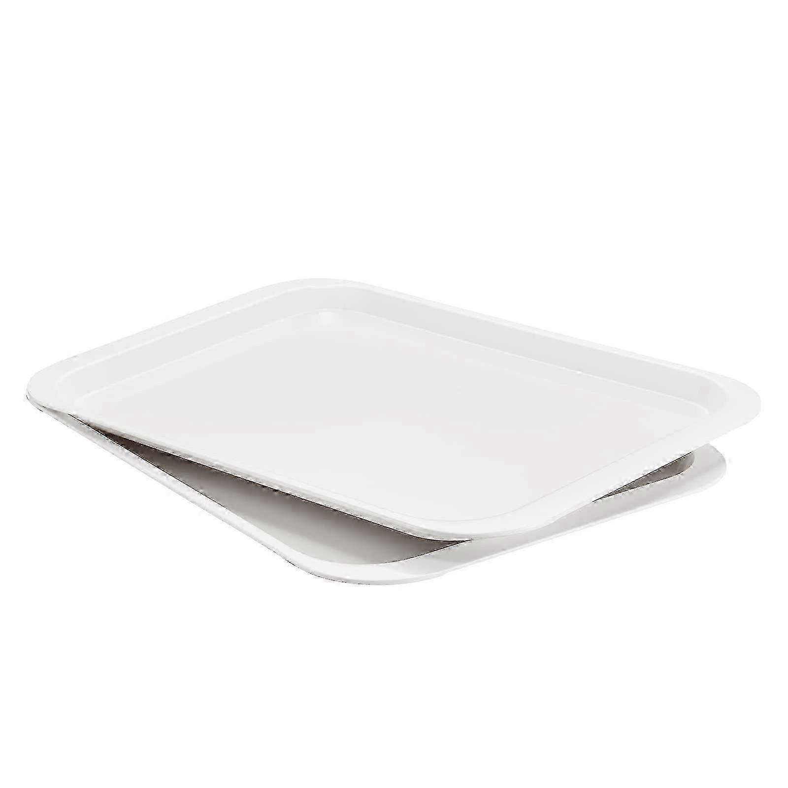 2 White Serving Trays 17.1x12.2 Inch for Breakfast