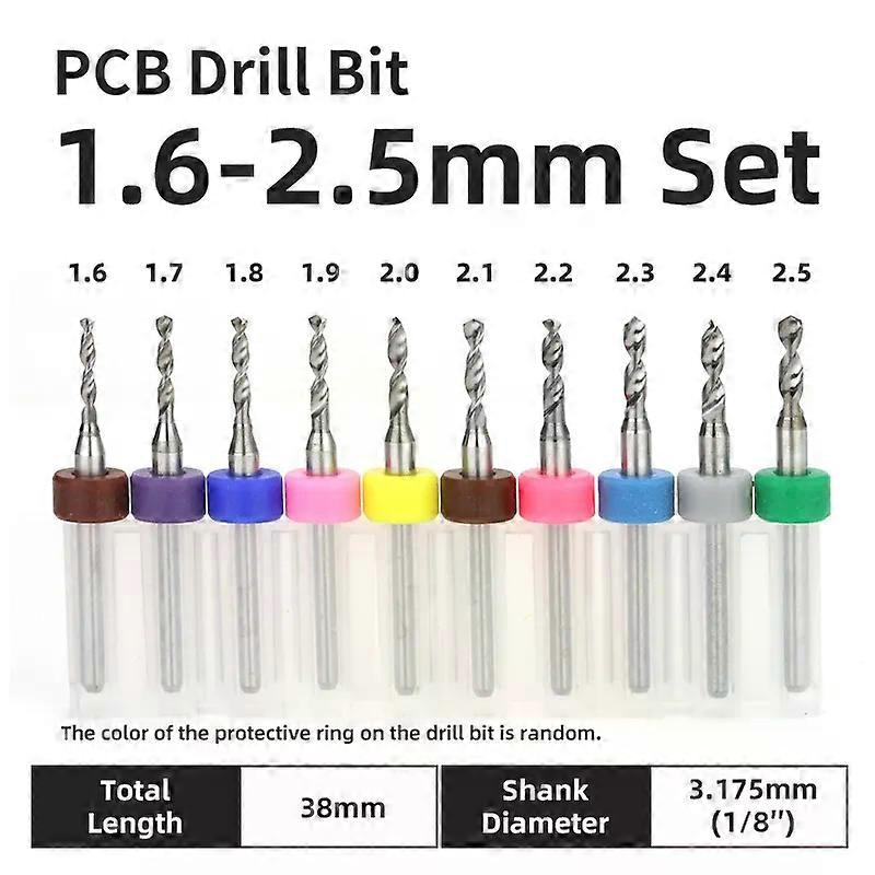 10pcs 16-25mm Micro PCB Drill Bit Tungsten Steel Drilling Tool For Printed Circuit Board 1/8 Fixed Shank Mini Drill Bits Set
