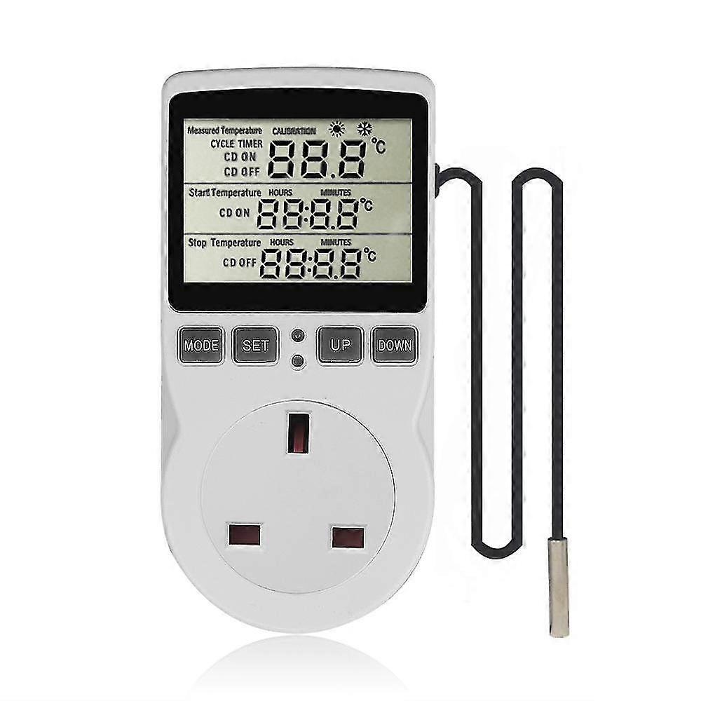 EU/US Timer Socket Thermostat Digital Temperature Controller Power Socket Outlet With Timer Switch Sensor Probe Heating Cooling Edition 0801