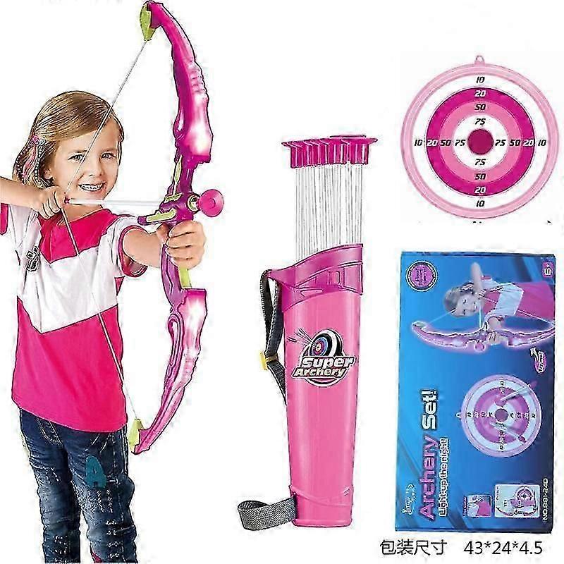 Dolowee Bow And Arrow Para Crianças Brinquedos Com Luzes - Conjunto De Arco e Flecha Inclui Arco + 3 Flechas + Alvo + Barril De Flecha